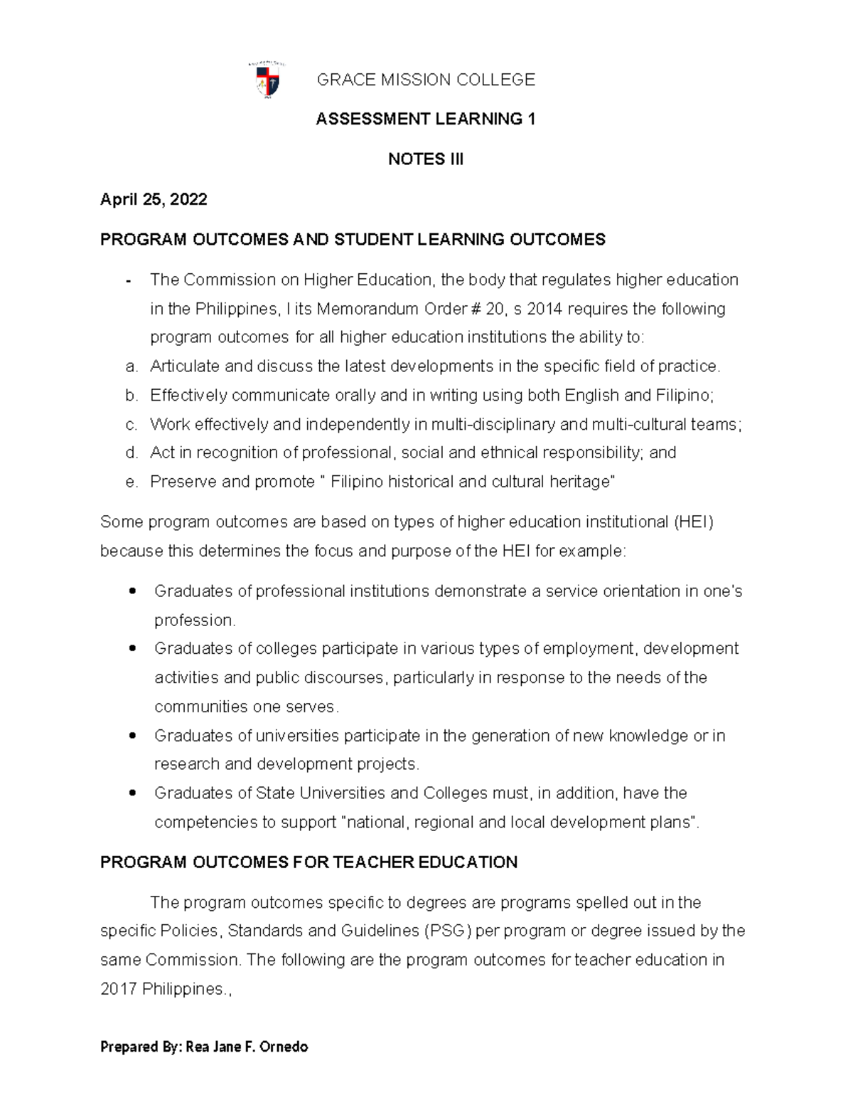Assessment in Learning 1 - Module 3 Study Notes - Studocu