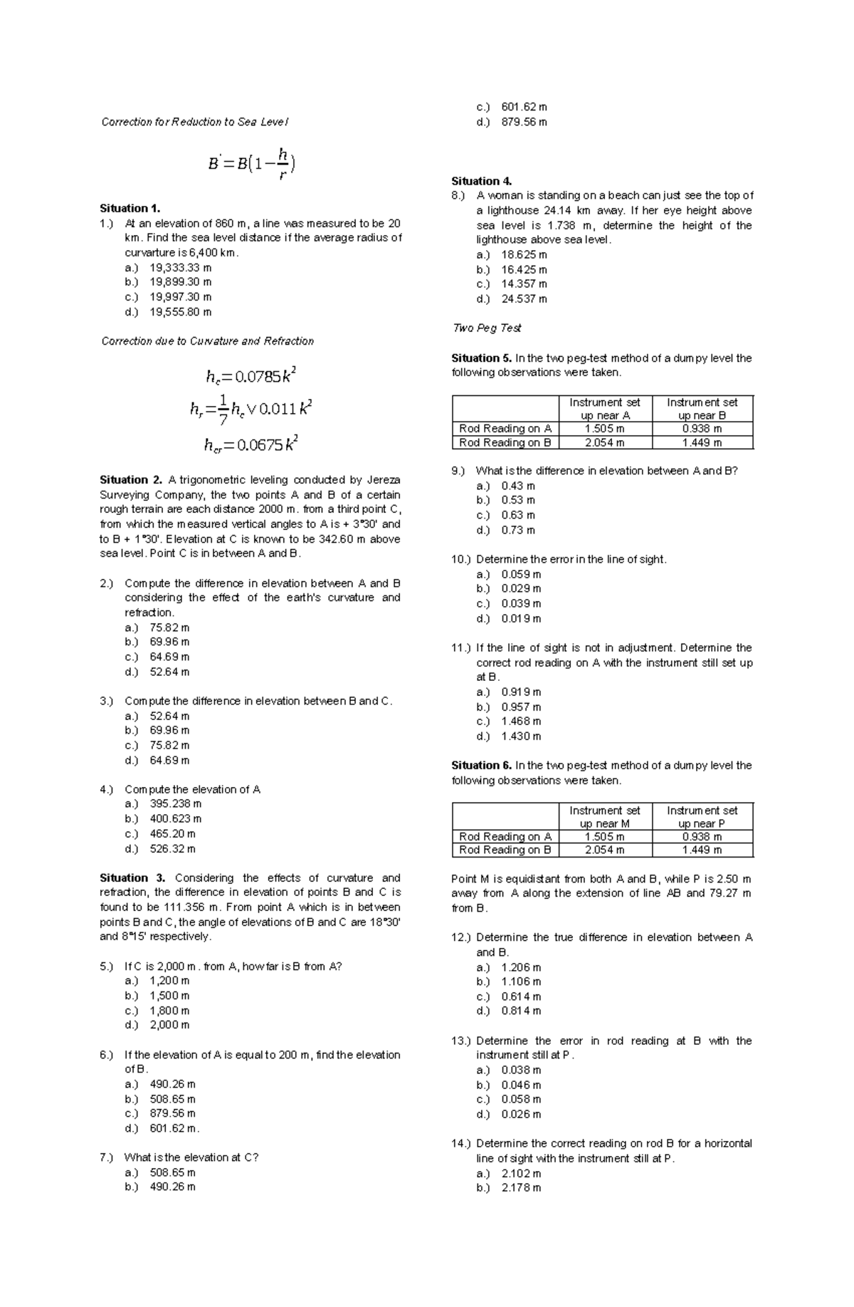 Surveying-2: Higher Surveying Notes on Sea Level Corrections and ...