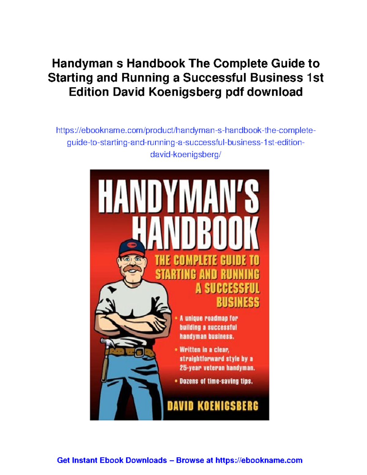 Handyman's Handbook: A Complete Guide to Starting Your Business - Studocu