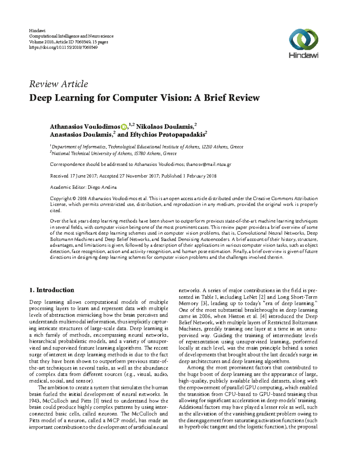 Deep Learning for Computer Vision: A Review of Key Techniques and ...