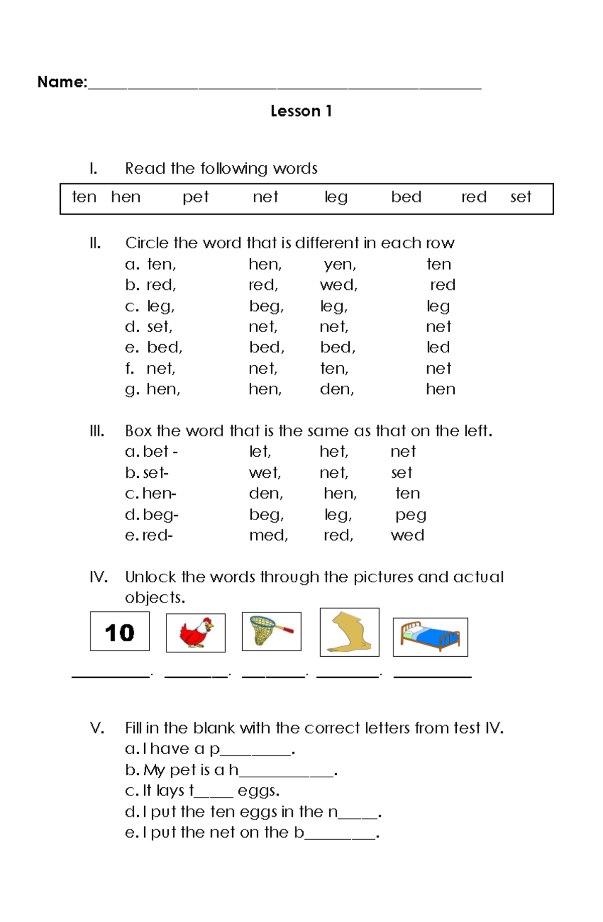 Lesson 1: Word Recognition Activities for Nonreaders - Studocu