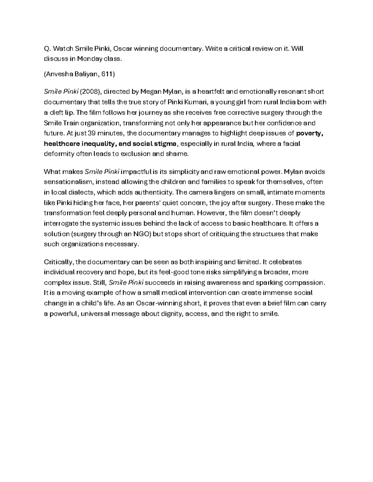 GE 611 Critical Review of 