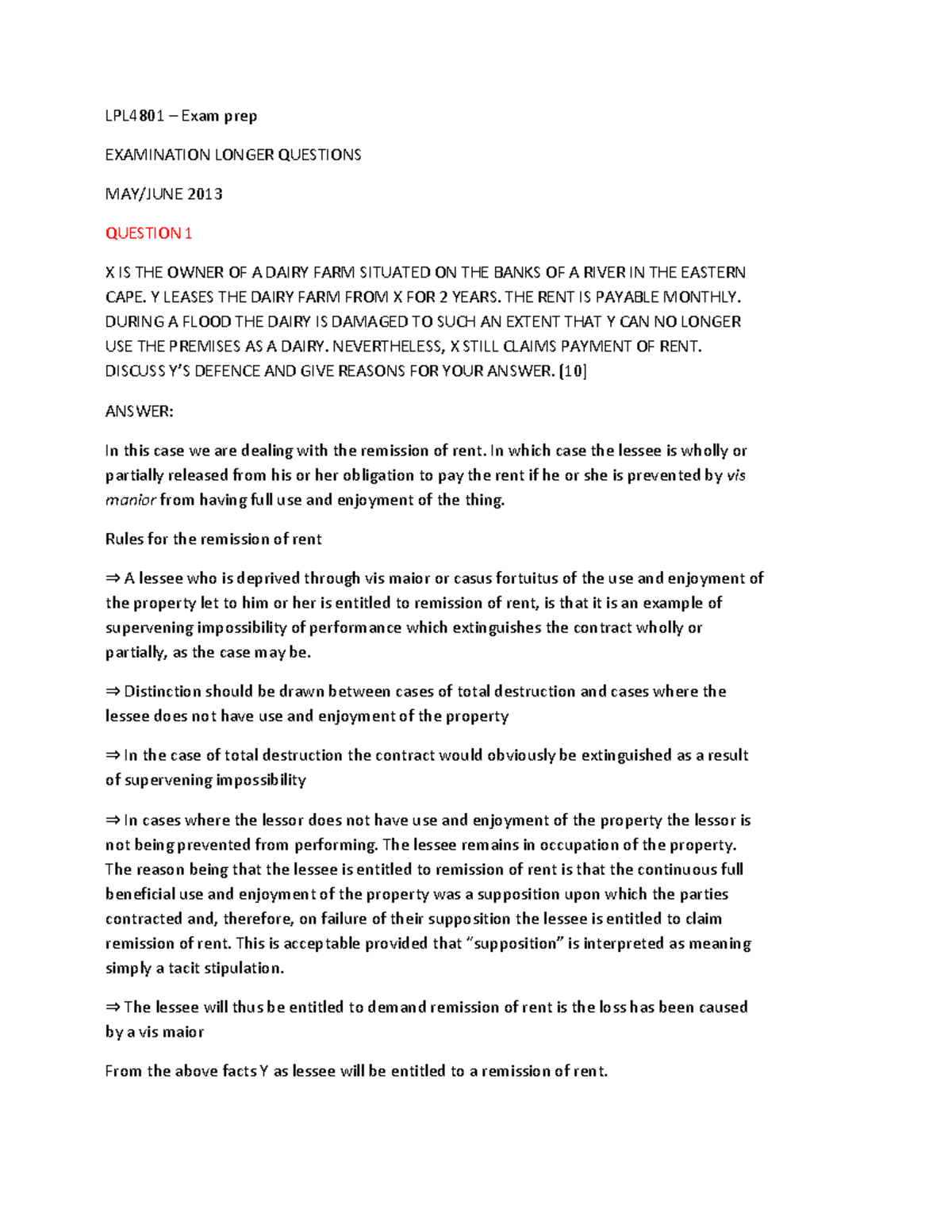 LPL4801 Exam Prep: Long Questions & Answers 2013 by Elke - Studocu