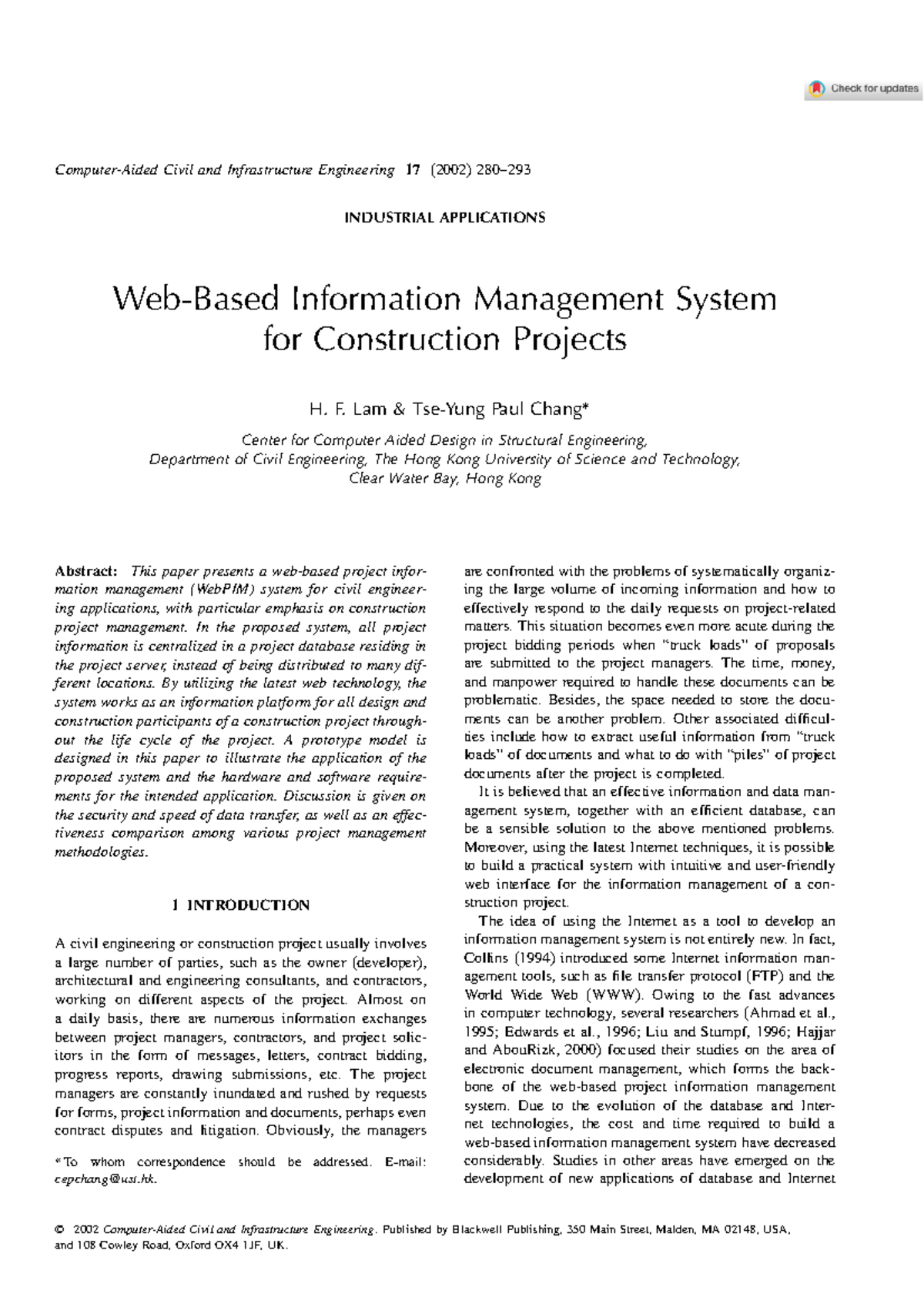 WebPIM: A Web-Based Info Management System for Construction Projects ...