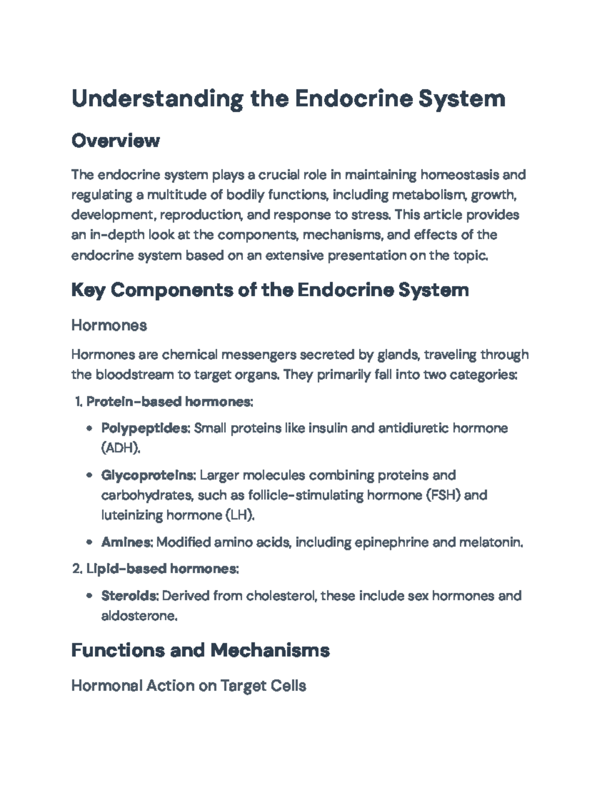 Understanding the Endocrine System: Functions and Hormonal Interplay ...