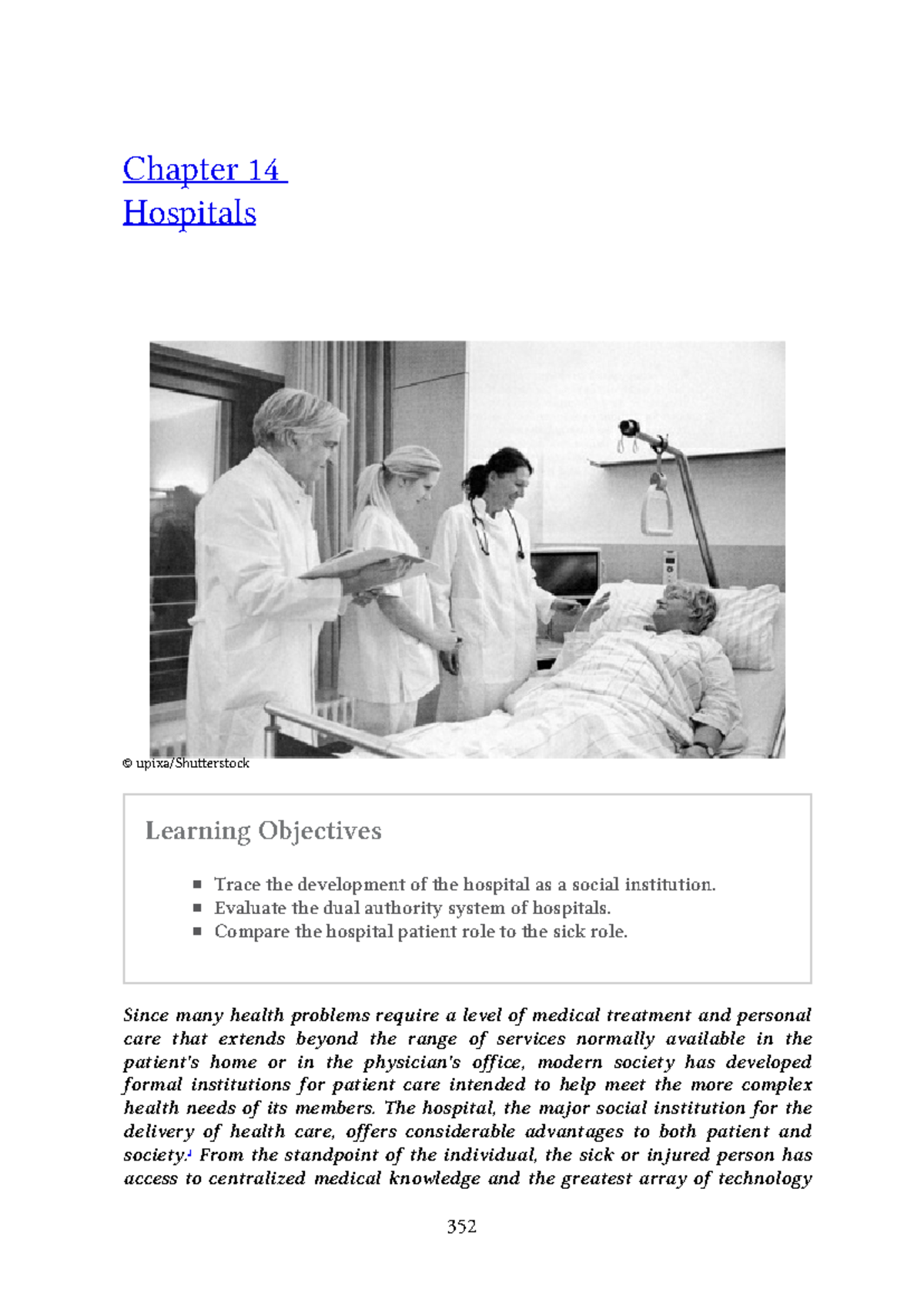 Medical Sociology: Chapter 14 - The Social Role of Hospitals - Studocu