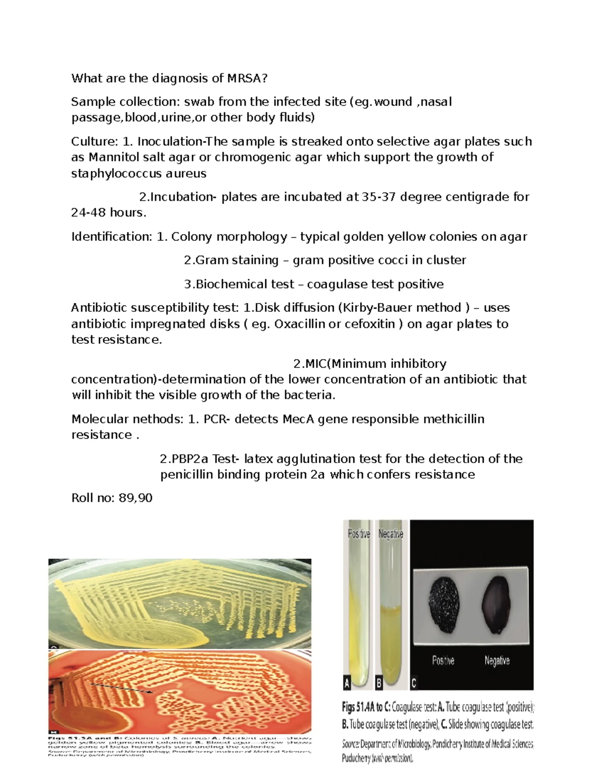 MRSA Diagnosis: Comprehensive Dermatology Notes (Roll No: 89,90) - Studocu