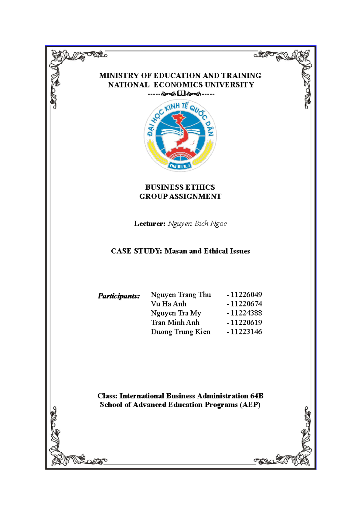 BE Group 7 AEP: Case Study on Masan and Ethical Challenges - Studocu