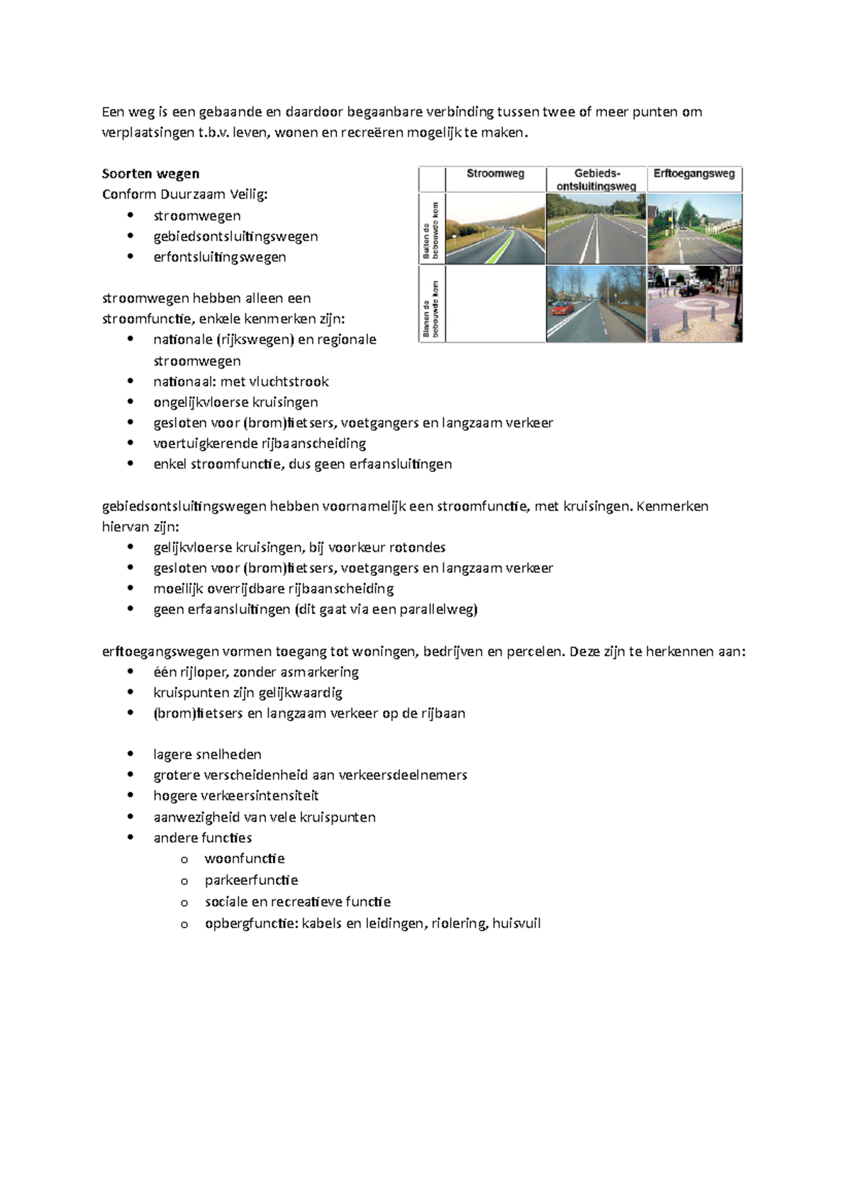 Samenvatting: Soorten Wegen en Hun Ontwikkeling voor Cursus WEG101 ...