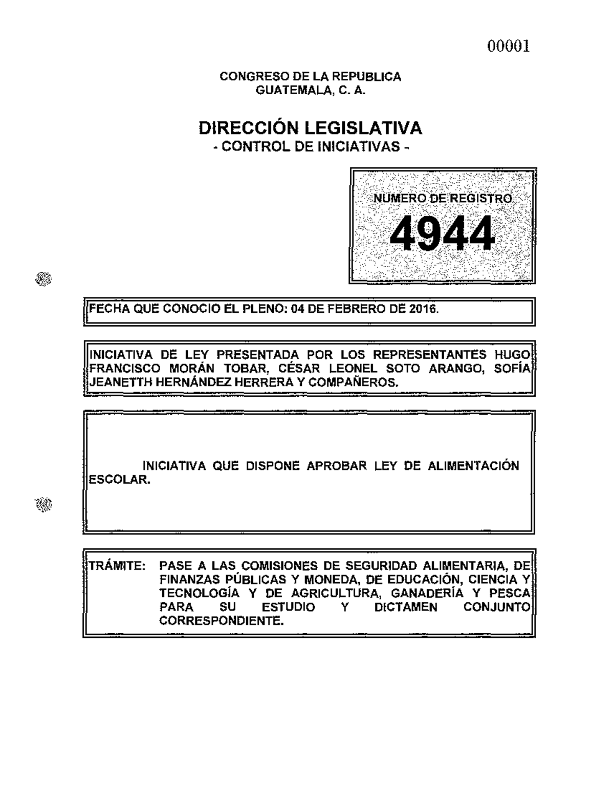 Registro 4944 - iniciativa de ley 4944 - CONGRESO DE LA REPUBLICA ...