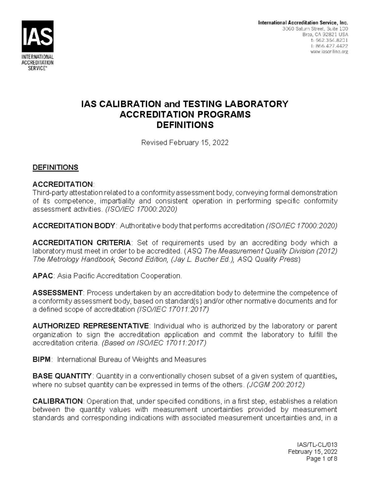 IAS TL 038: Policy on Accreditation of Construction Materials Testing ...