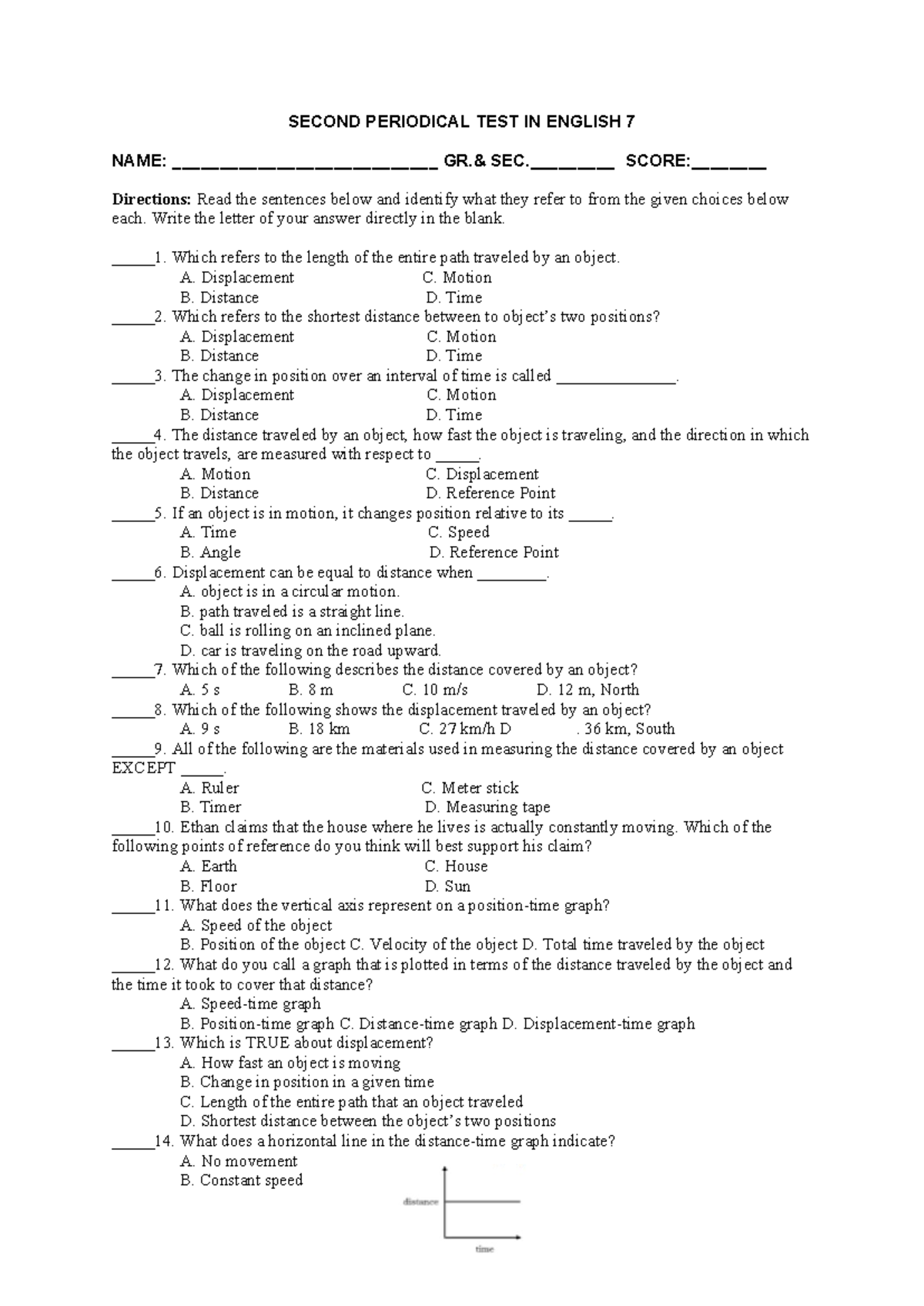 PT G7 Science - Periodical Exam - SECOND PERIODICAL TEST IN ENGLISH 7 ...