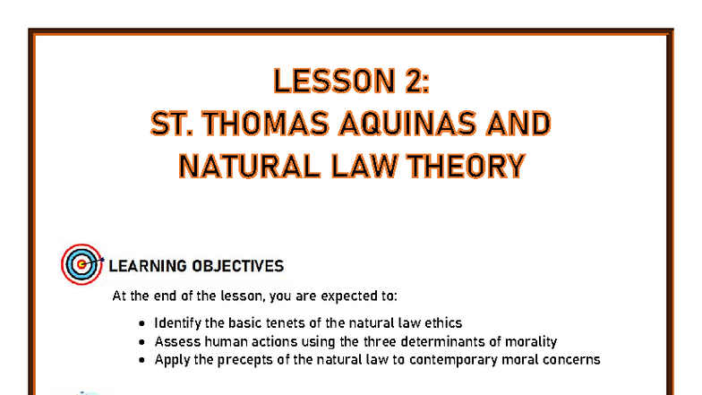 Lesson 2: Thomas Aquinas and Natural Law Ethics (PHIL 101) - Studocu