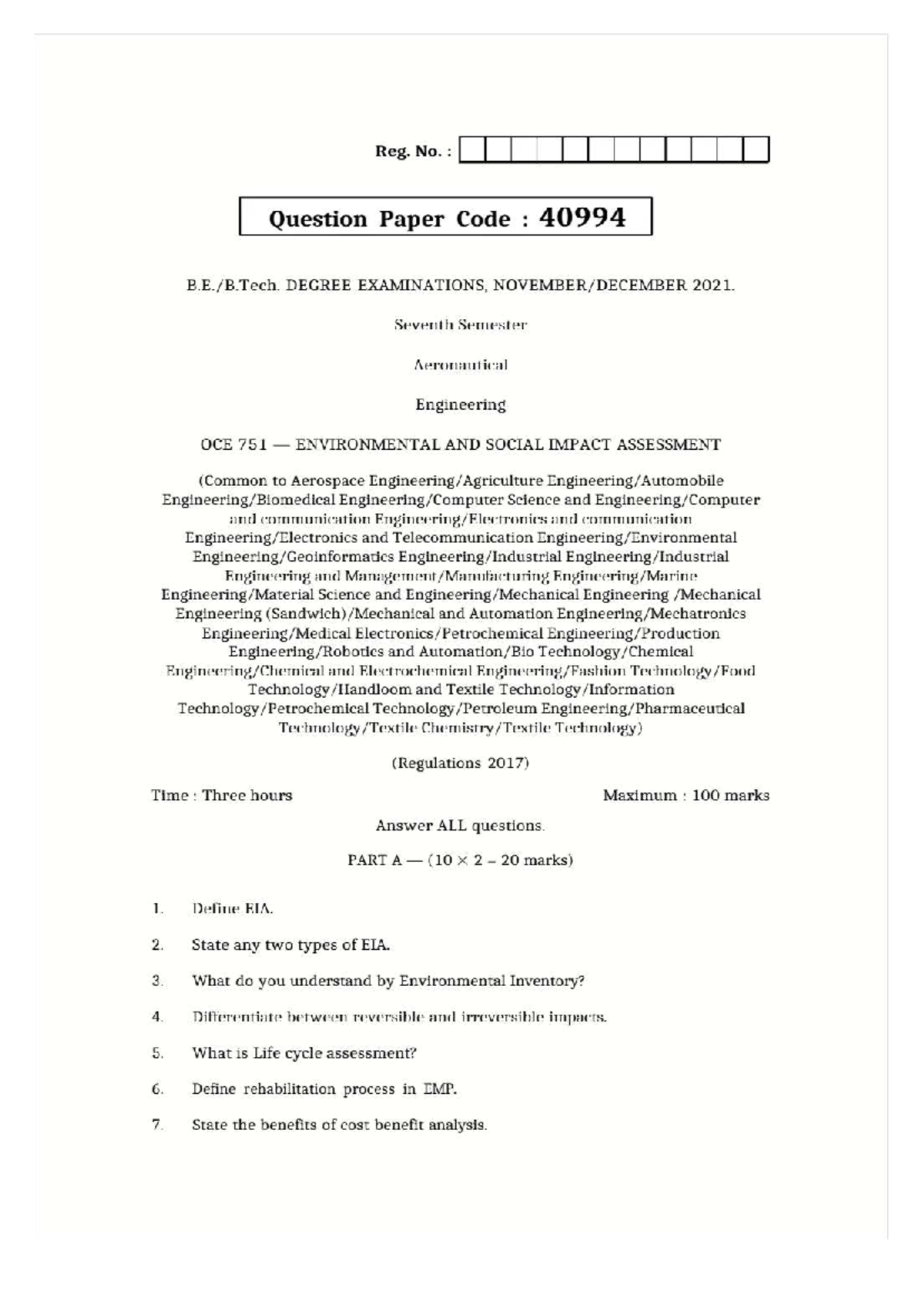 AU QP 2021 - OCE 751 Environmental & Social Impact Assessment Notes ...