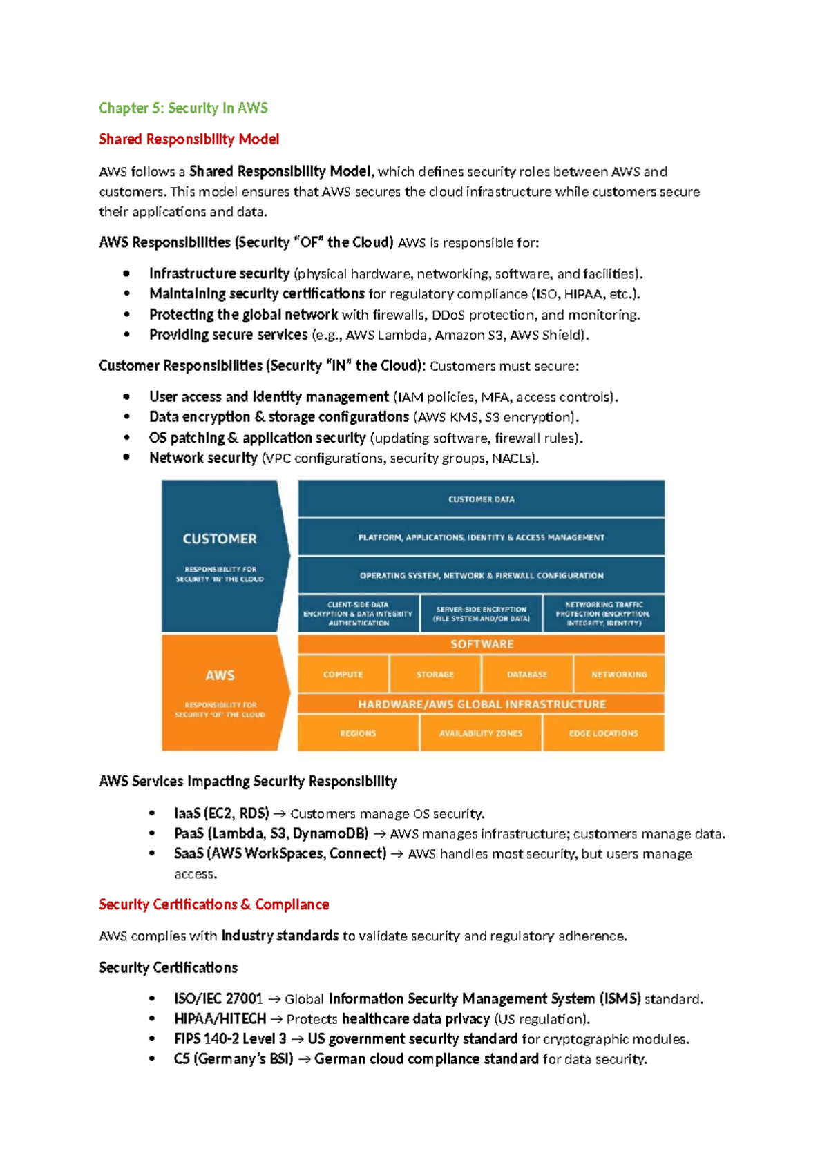 Chapter 5: Summary of AWS Shared Responsibility Model and Security ...