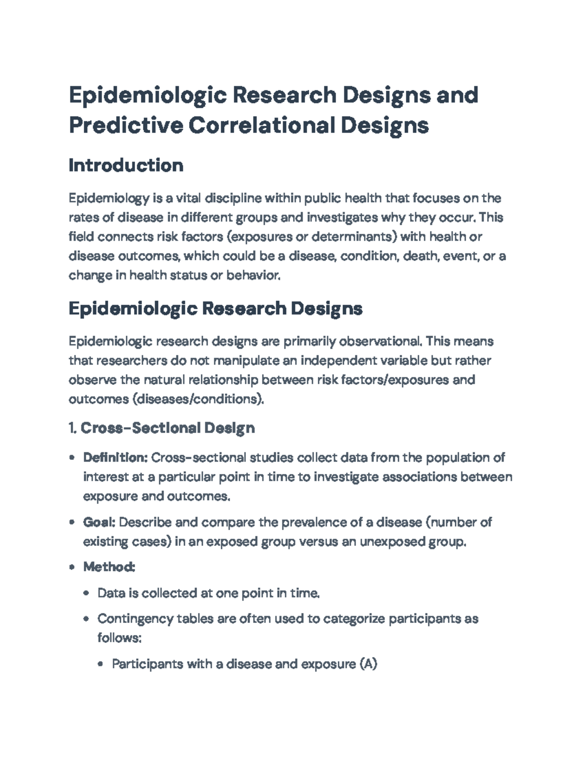 Epidemiologic Research Designs & Predictive Correlational Methods ...