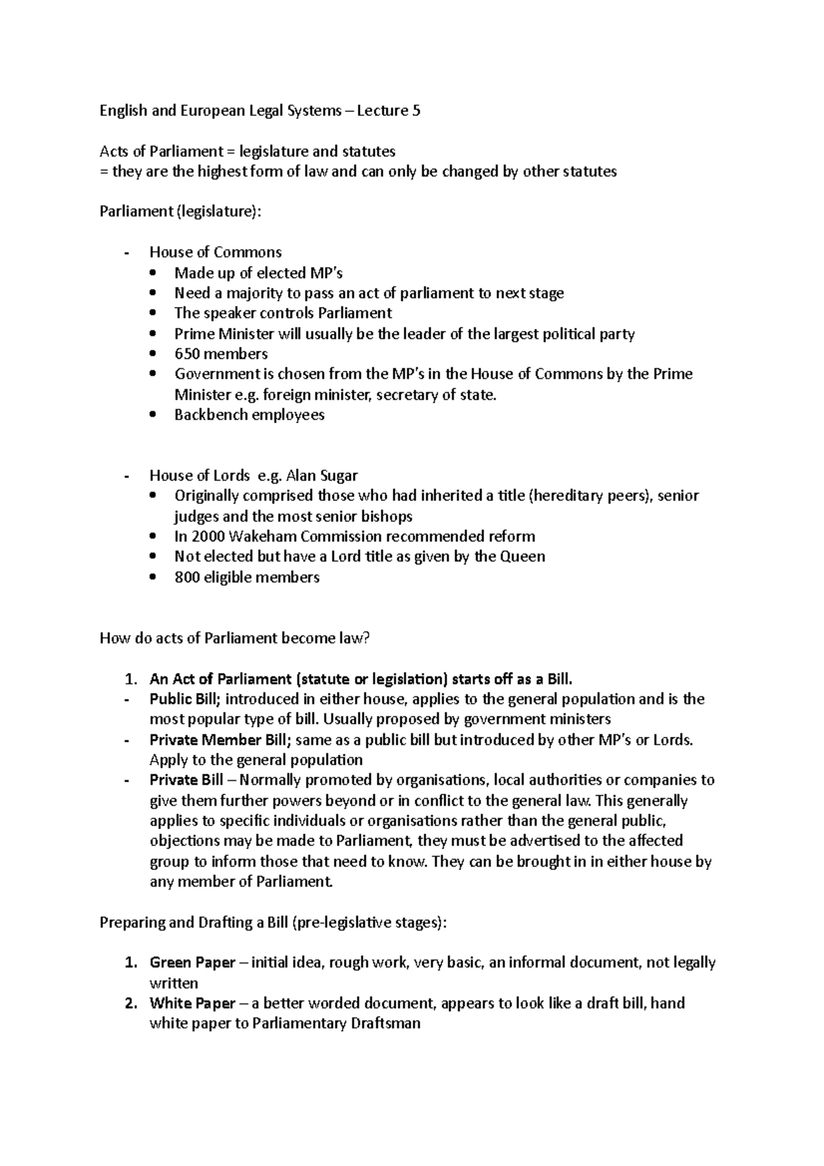 L2 - Overview of English Legal Systems and Classifications - Studocu