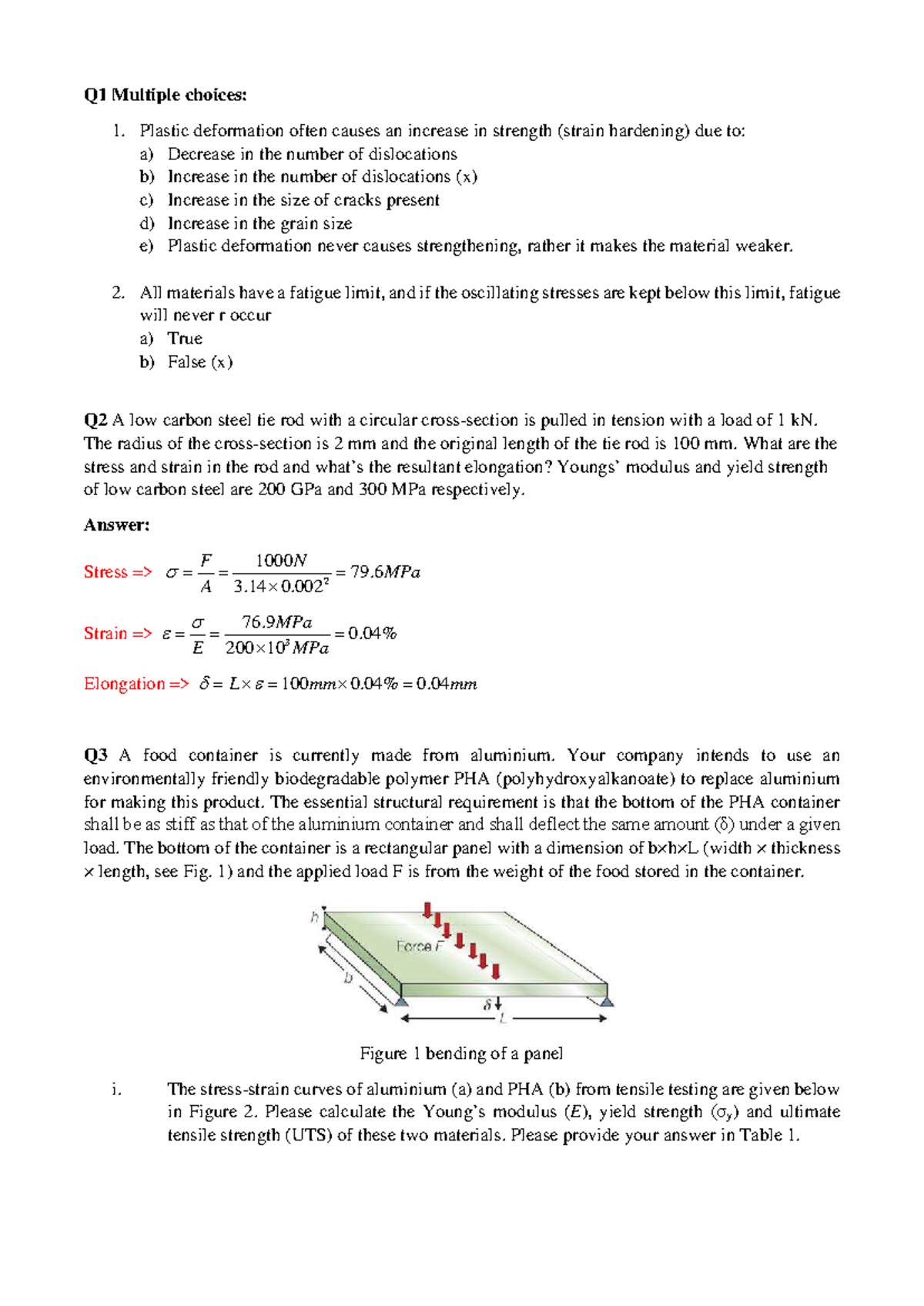 2021 SEM 1 Material Science Q1-Q4 Solutions and Analysis - Studocu