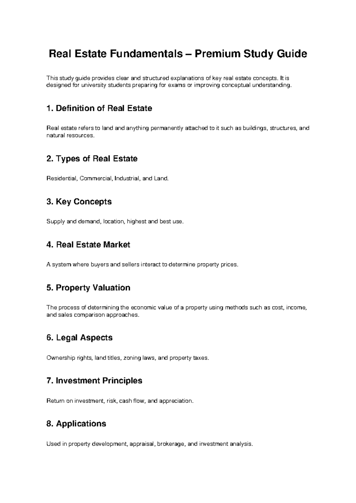 Real Estate Fundamentals Study Guide for Exam Prep - Studocu