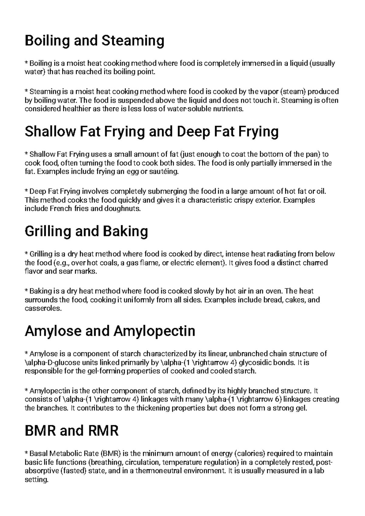 FOOD SCIENCE NUTRITION (sem1) Key Cooking Methods & Nutritional ...
