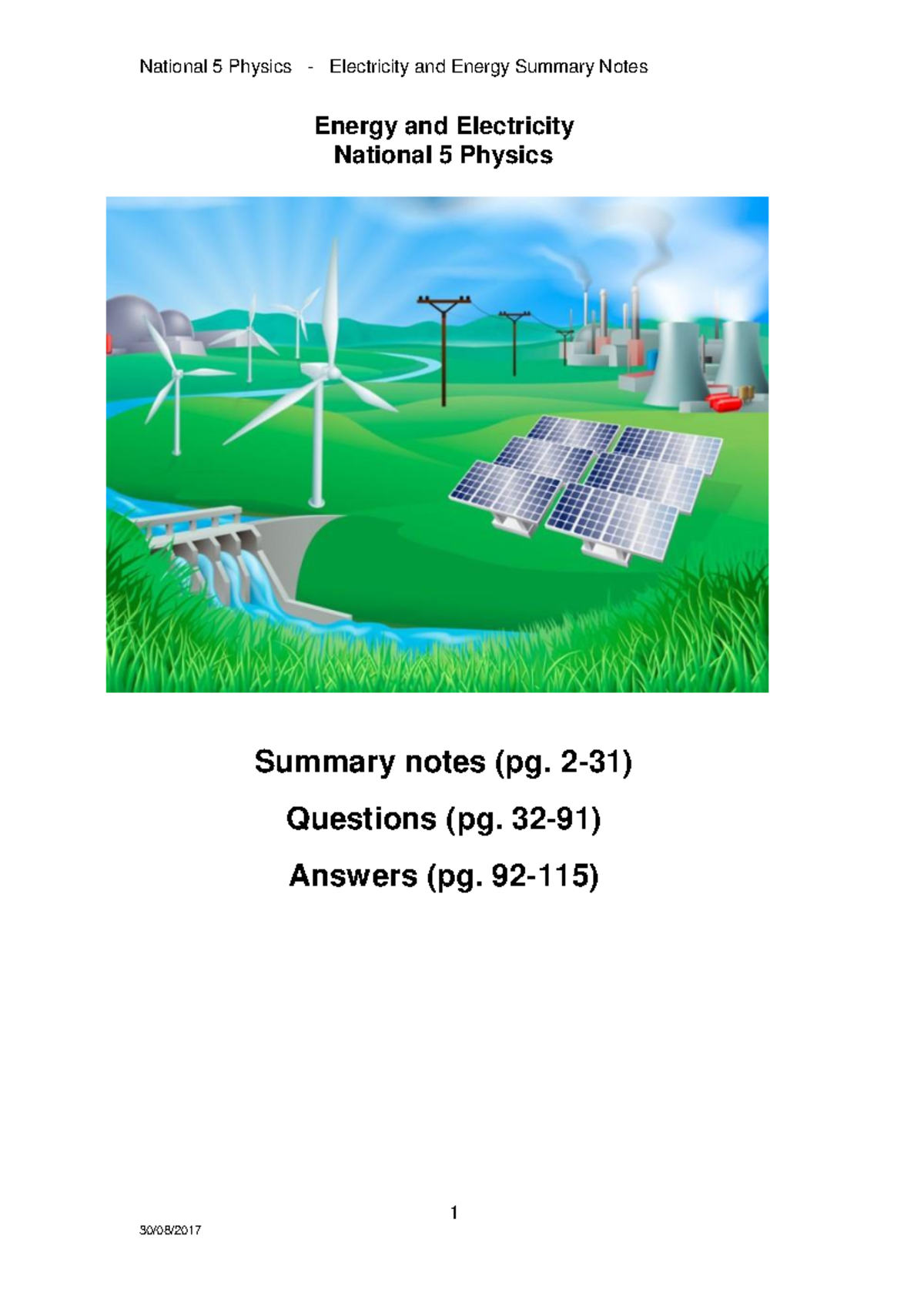 National 5 Physics Electricity and Energy Summary Notes (Problems ...