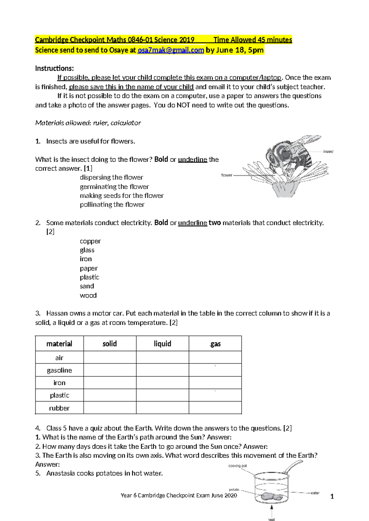 Year 6 Cambridge Checkpoint Science 0846 1 - Cambridge Checkpoint Maths ...