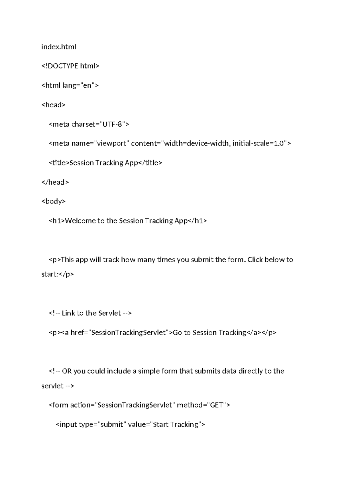 Session Tracking App: Servlet Implementation Guide - Studocu