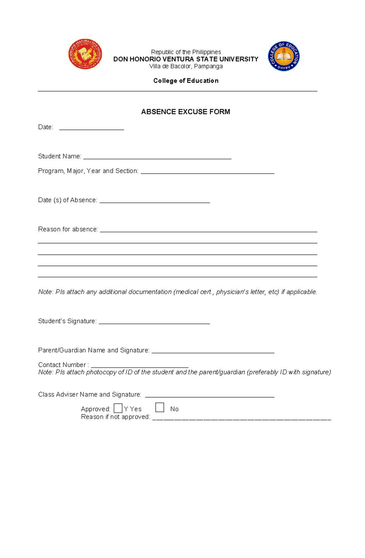 Excuse-letter-template 3 - Republic of the Philippines DON HONORIO ...