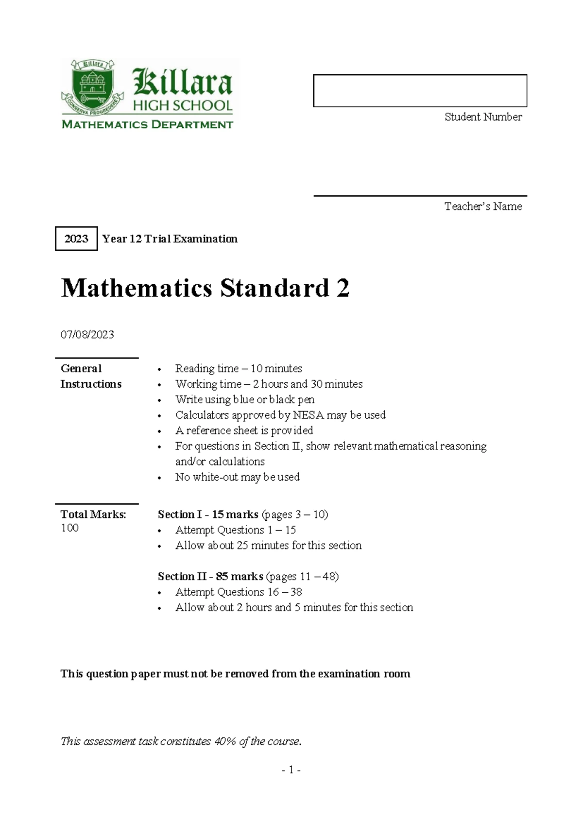 Mathematics Practice Test Questions - Exam Prep 2023 - Studocu