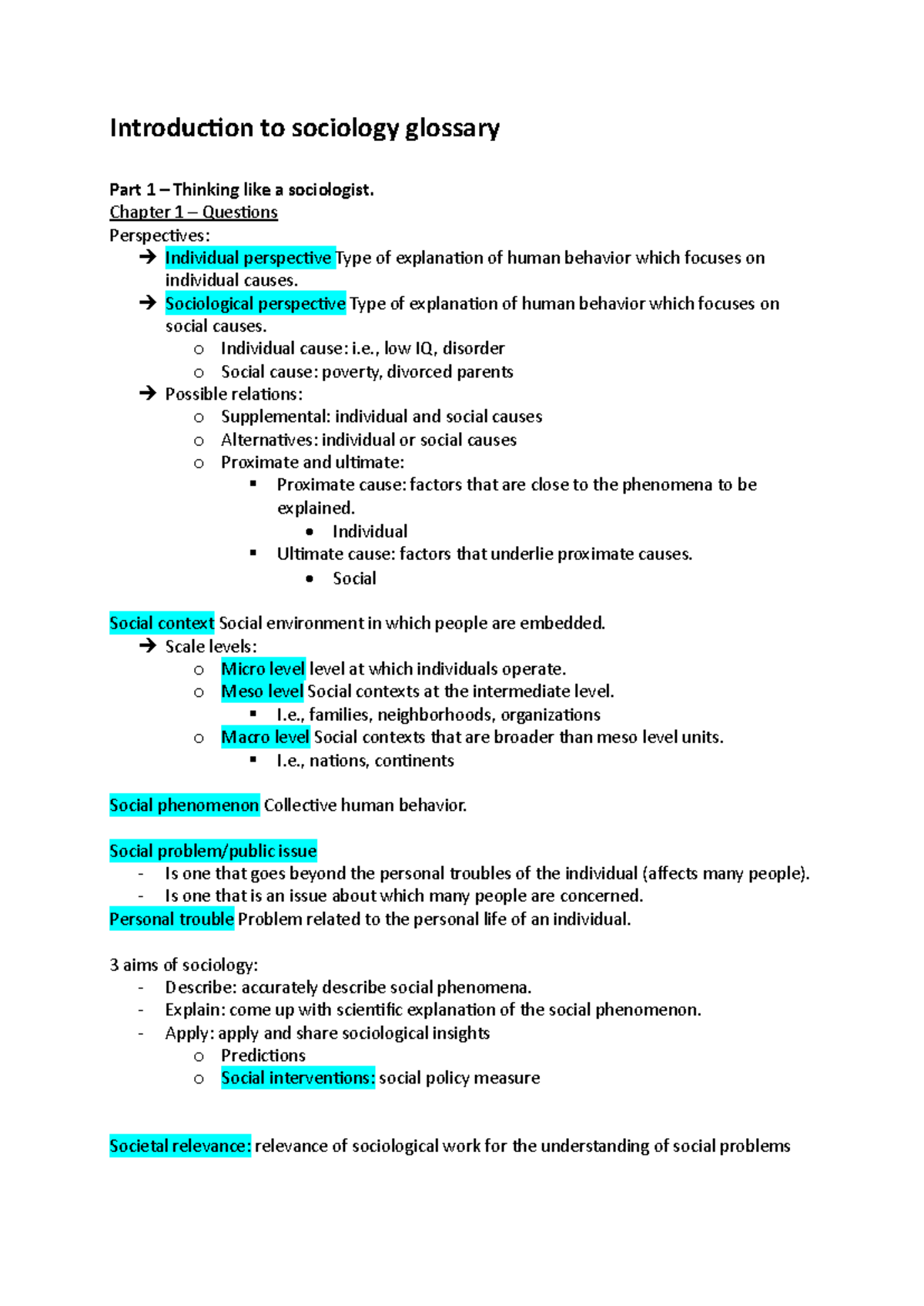 Sociology 101: Comprehensive Glossary of Key Terms and Concepts ...