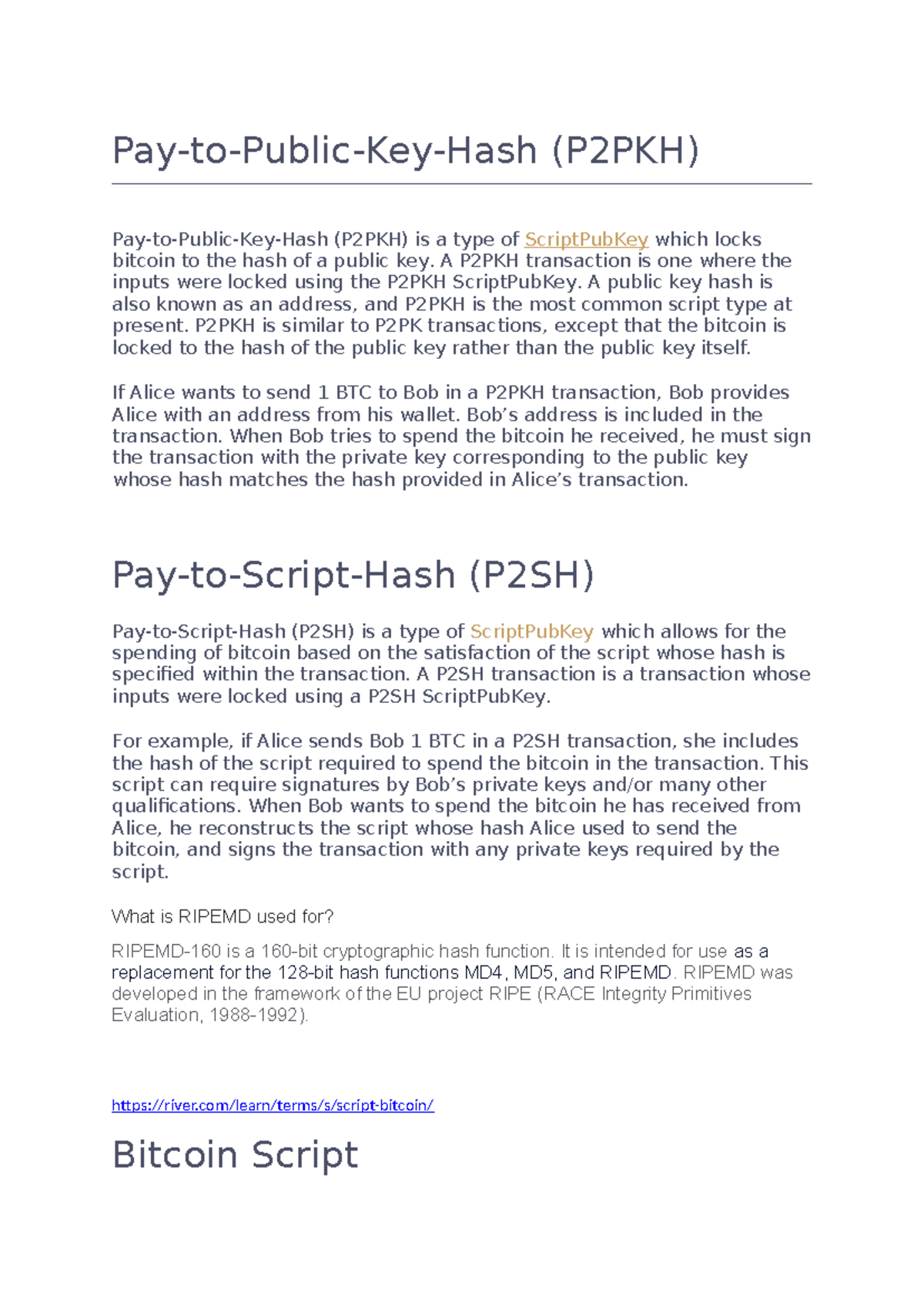 P2PKH and P2SH: Understanding Bitcoin Script and Transactions - Studocu