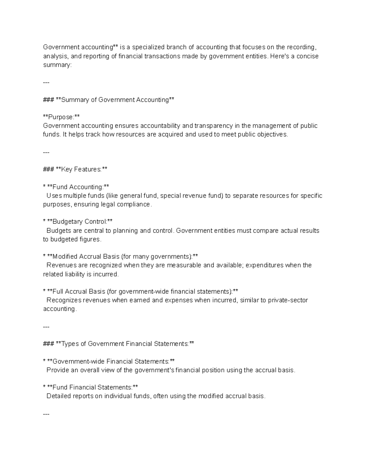 Government Accounting Overview: Principles and Practices - Studocu