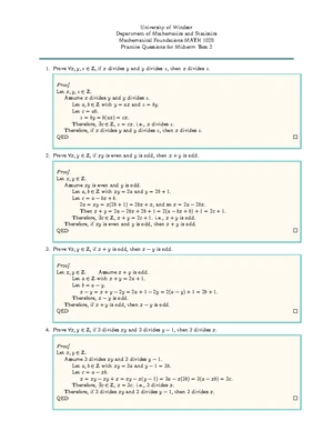 Mathematical foundations MATH 1020 practice questions for midterm test ...
