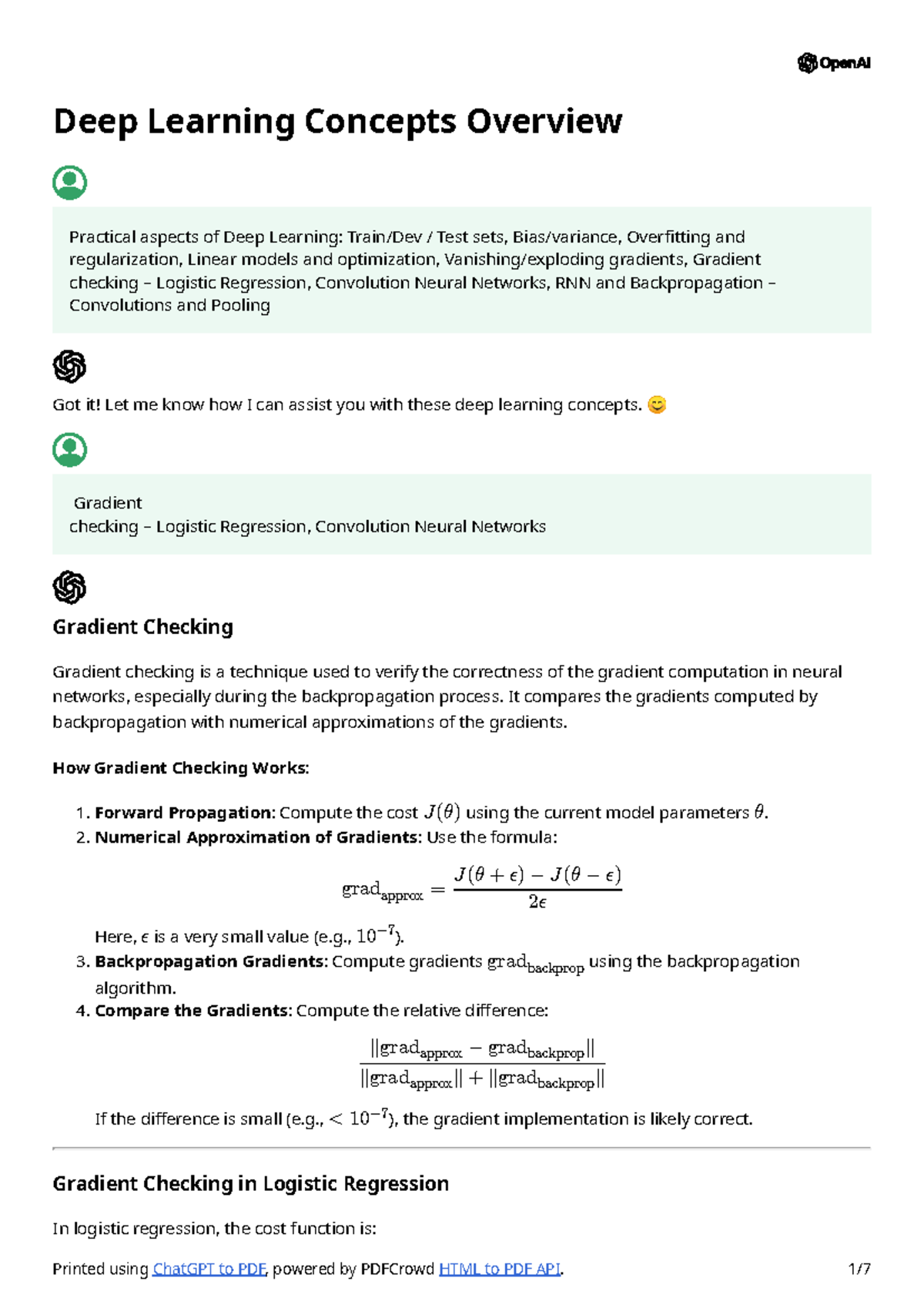 Deep Learning Concepts Overview: Gradient Checking, RNNs, and CNNs ...