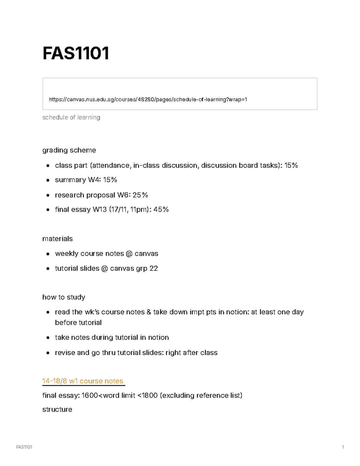 Chs FAS1101 notion - notes - FAS canvas.nus.edu/courses/48280/pages ...
