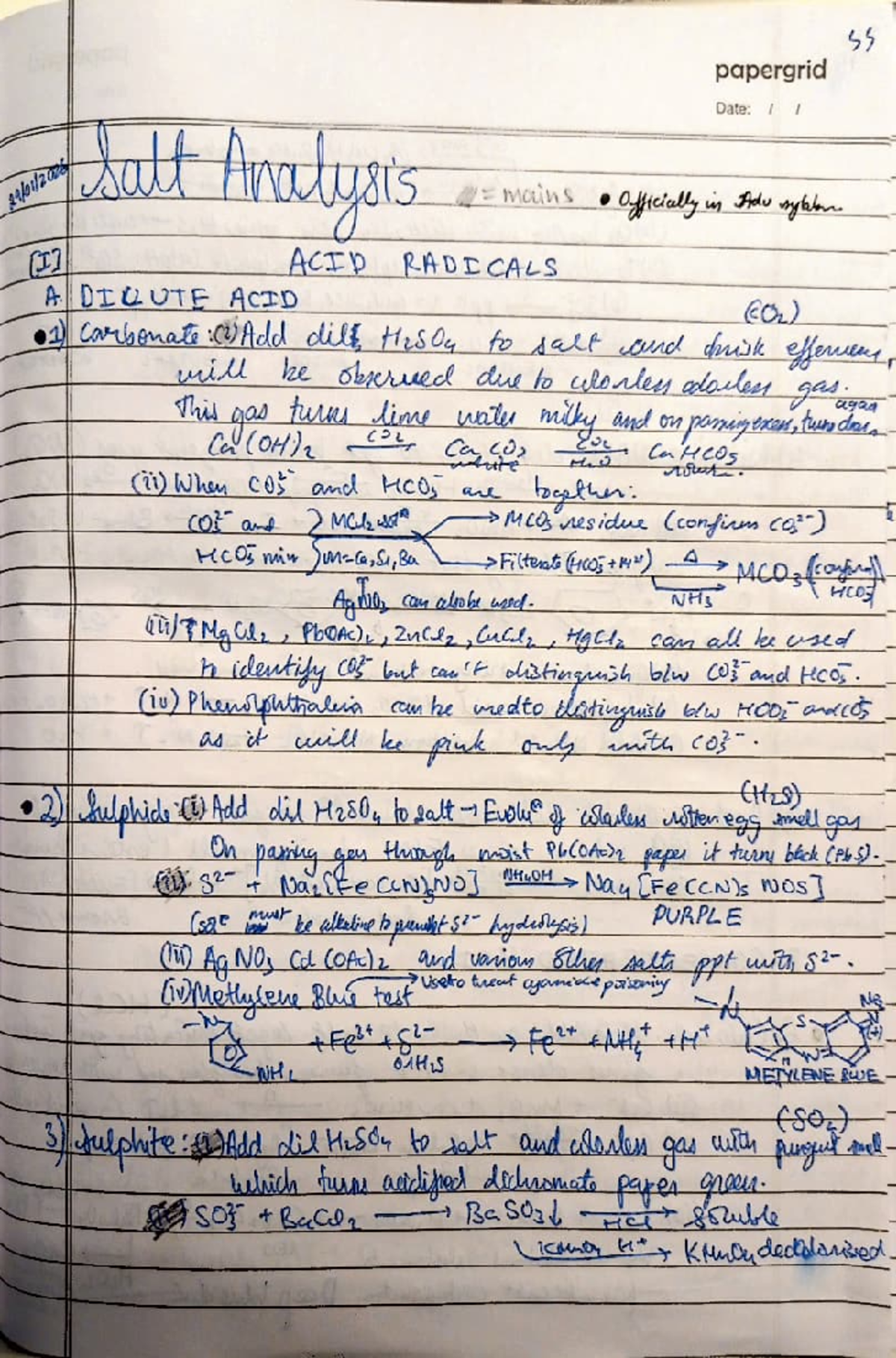 Salt Analysis Mains and Advanced Techniques (SS Paper) - Studocu
