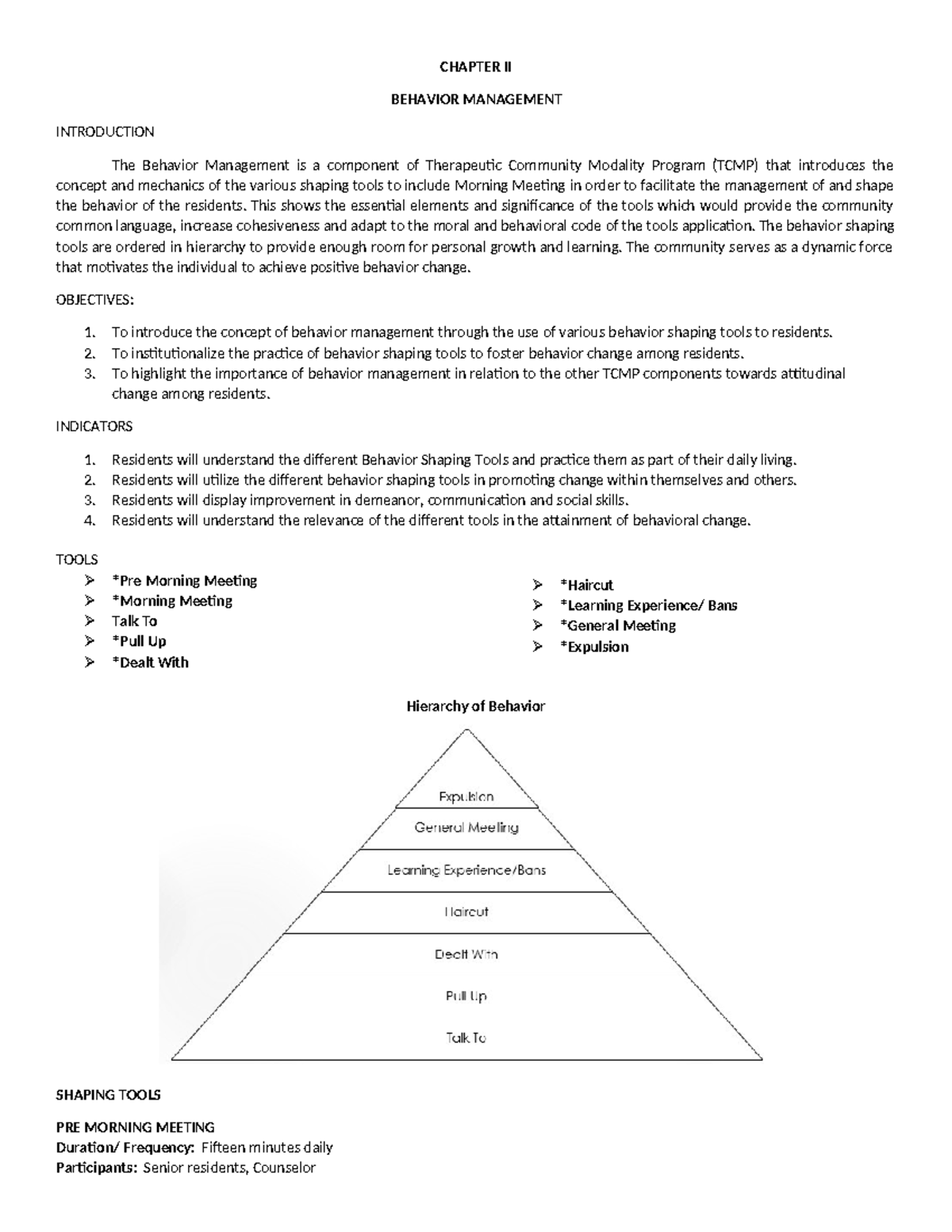 TCMP Chapter II: Behavior Management and Shaping Tools - Studocu