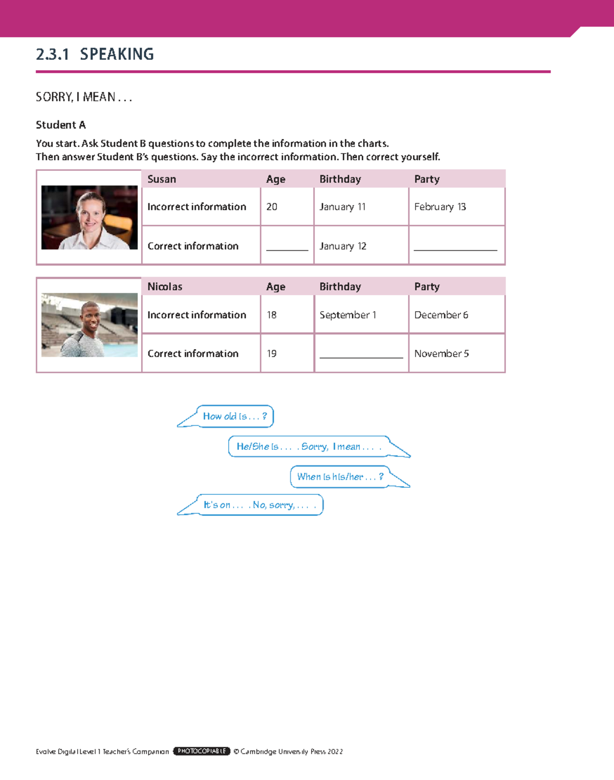 Evolve Digital Level 1 Worksheets 2: Speaking Practice Activities - Studocu