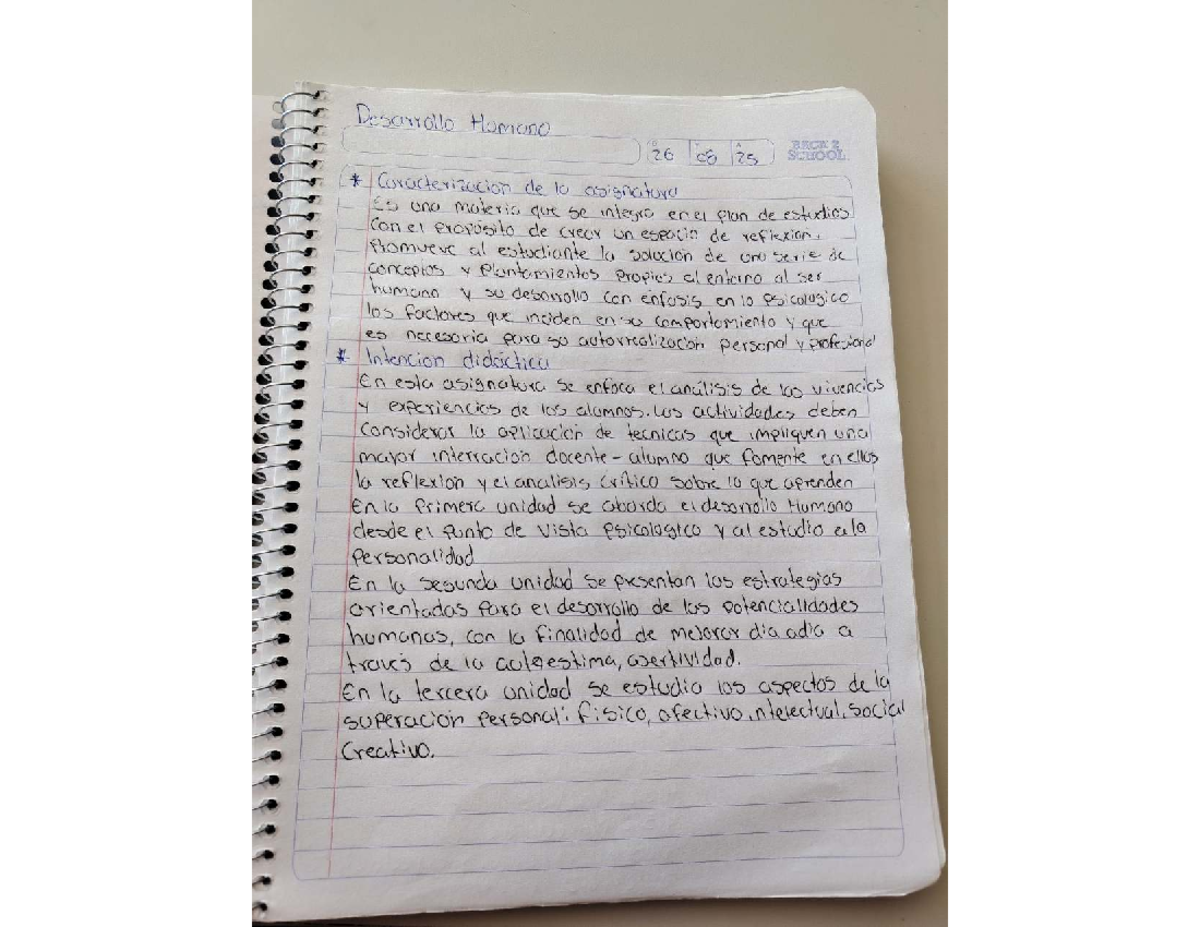Temario Desarrollo Humano BACK 2 D M 25 A SCHOOL - Studocu