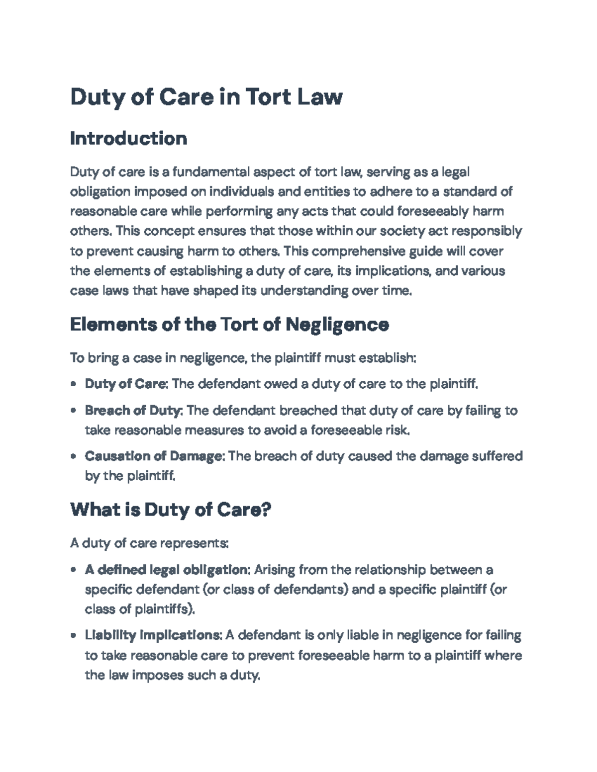 Duty of Care in Tort Law: Principles and Key Case Studies - Duty of ...