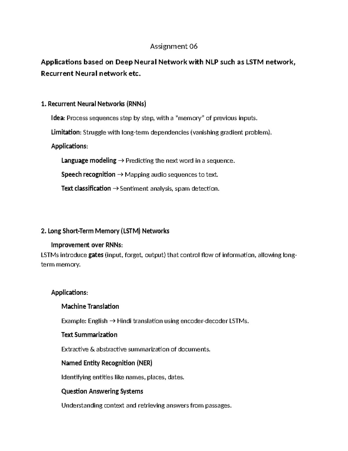 Assignment 06: Applications of Deep Neural Networks in NLP - Studocu