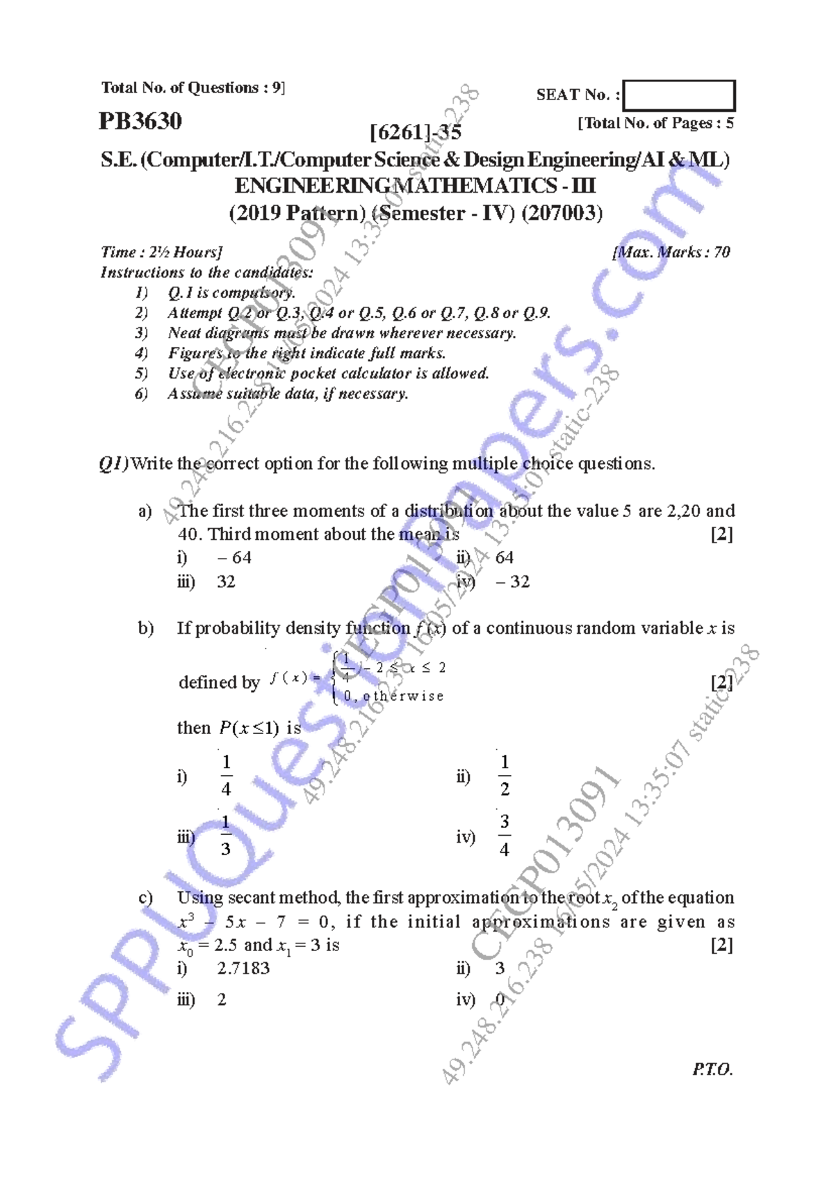 Engineering Mathematics III (M3) - Semester IV Exam Notes (2019 Pattern ...
