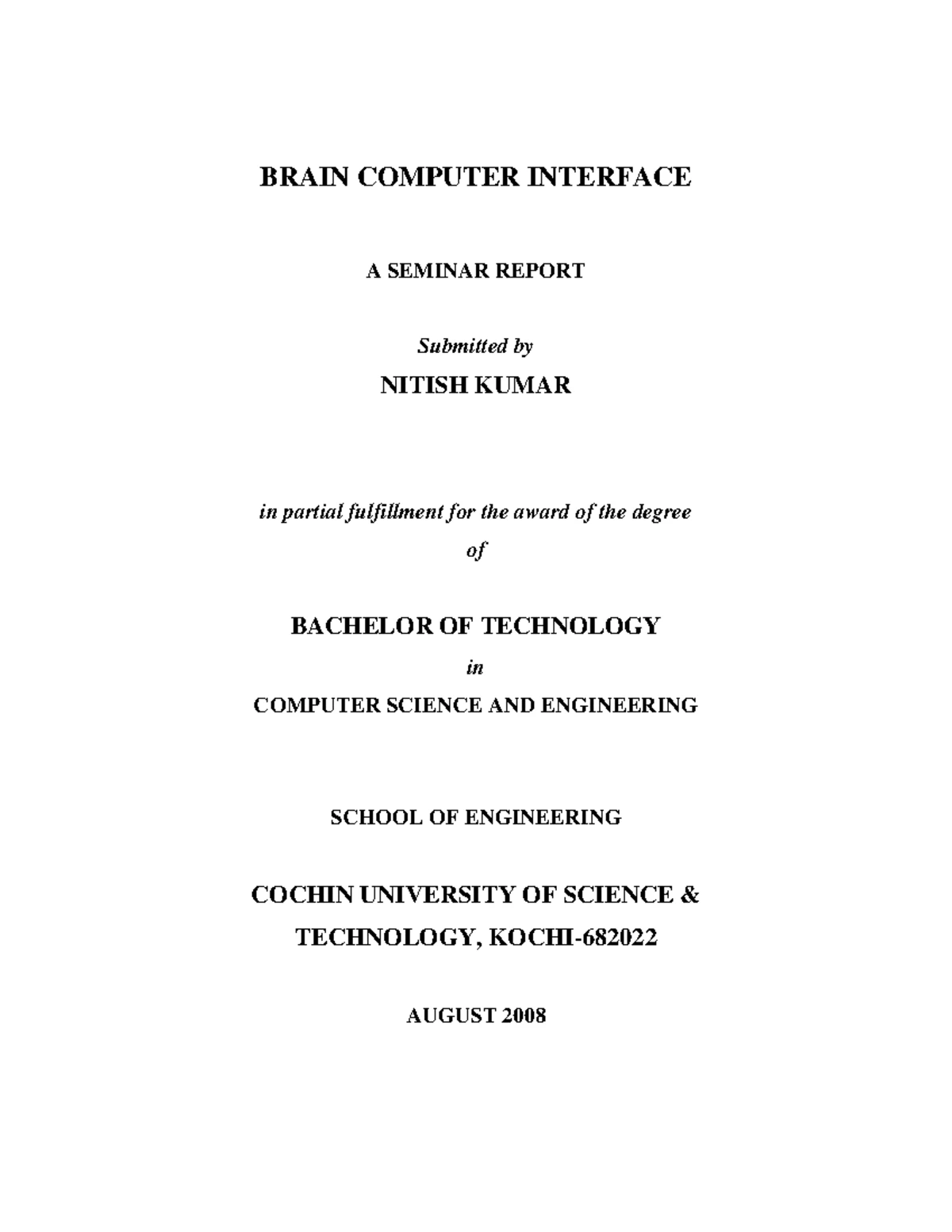 15118045 Brain Computer Interface - INTRODUCTION Advances in cognitive ...