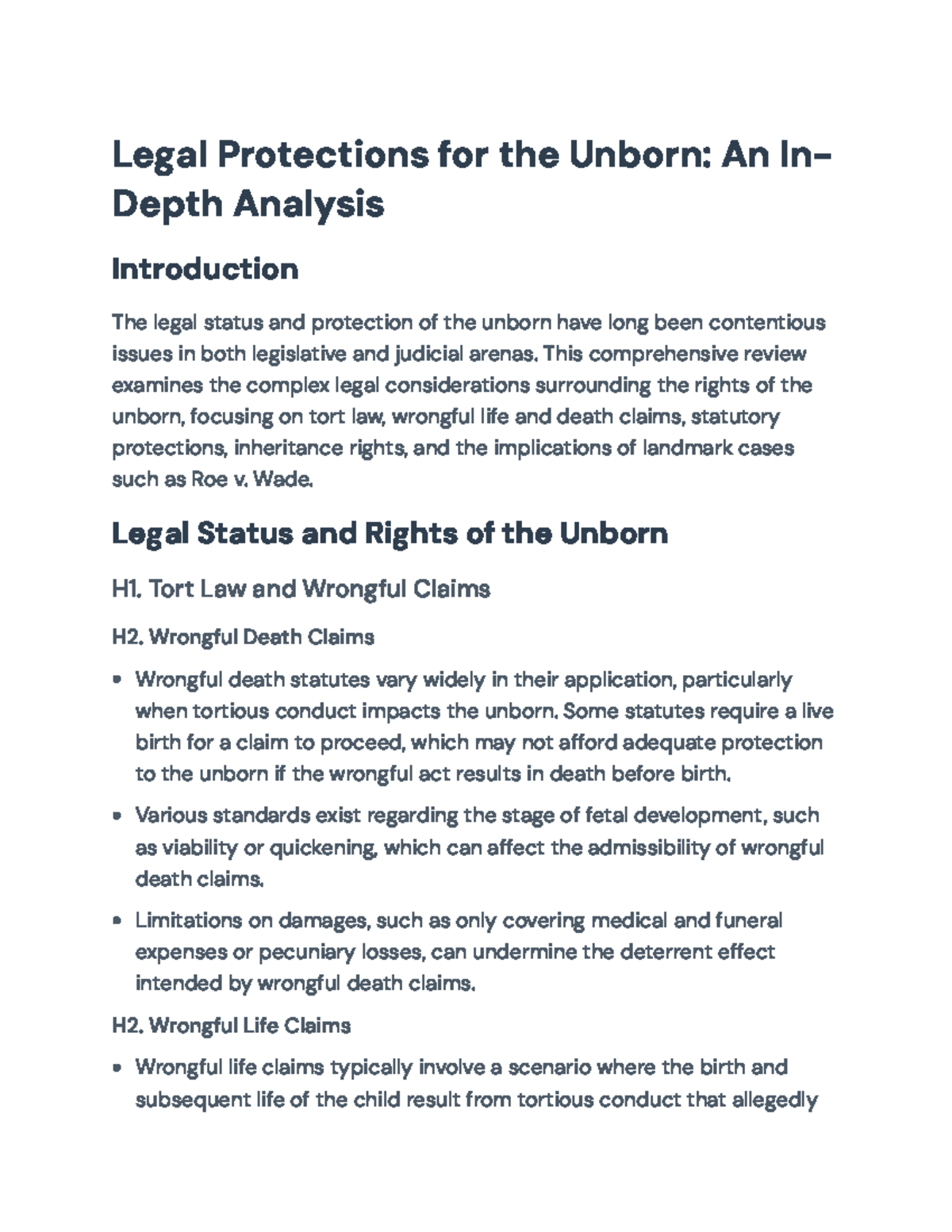 Legal Protections for the Unborn: An In-Depth Analysis and Review ...