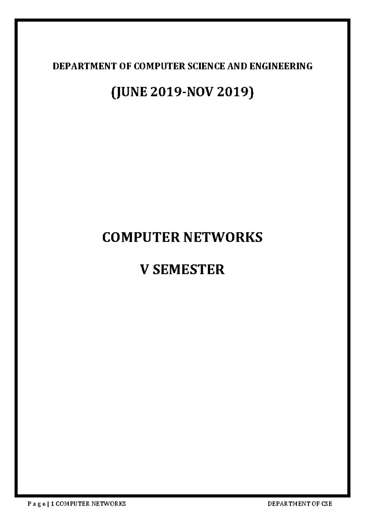 CN(U1) - Computer Network Lecture Notes - DEPARTMENT OF COMPUTER ...