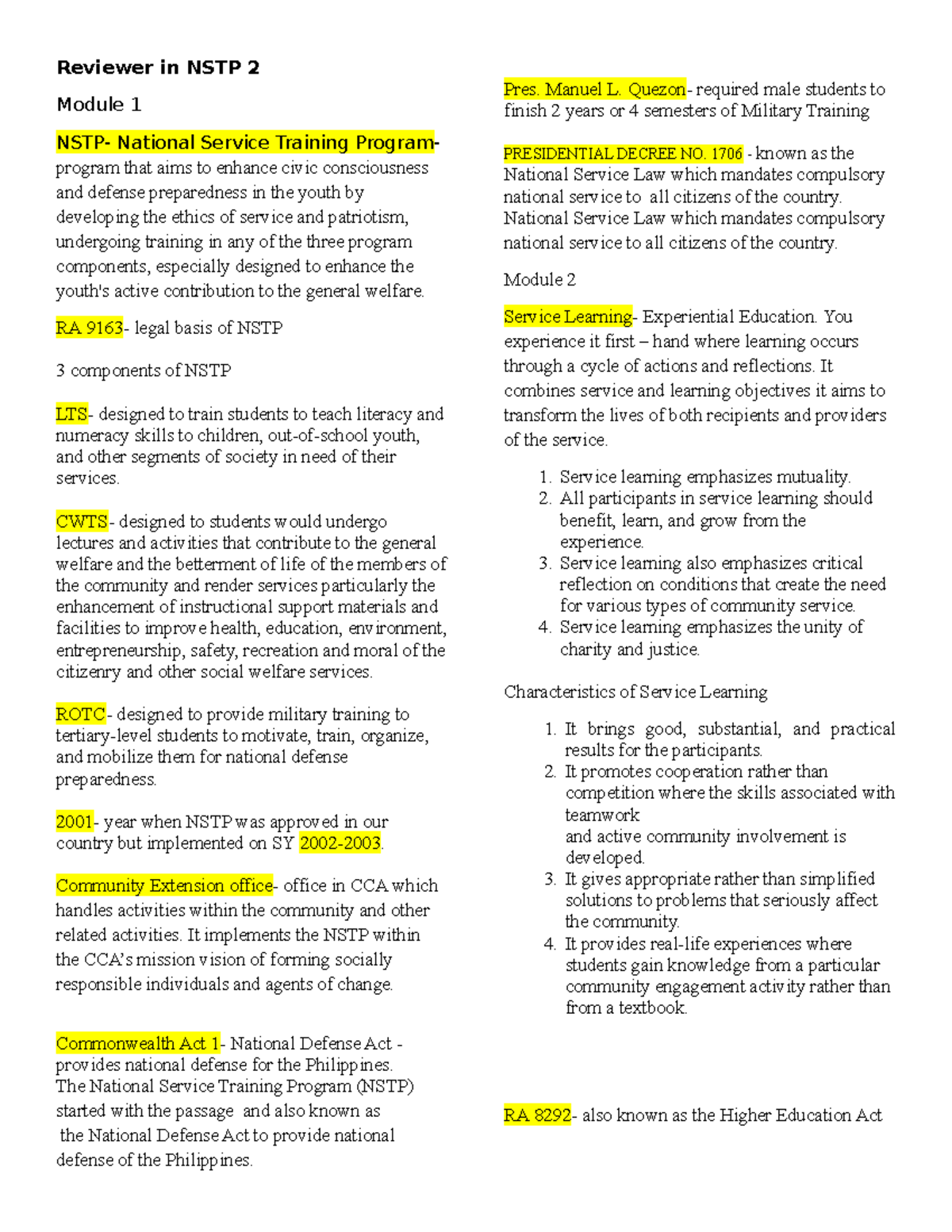 Reviewer in NSTP 2: Module 1 - National Service Training Program ...