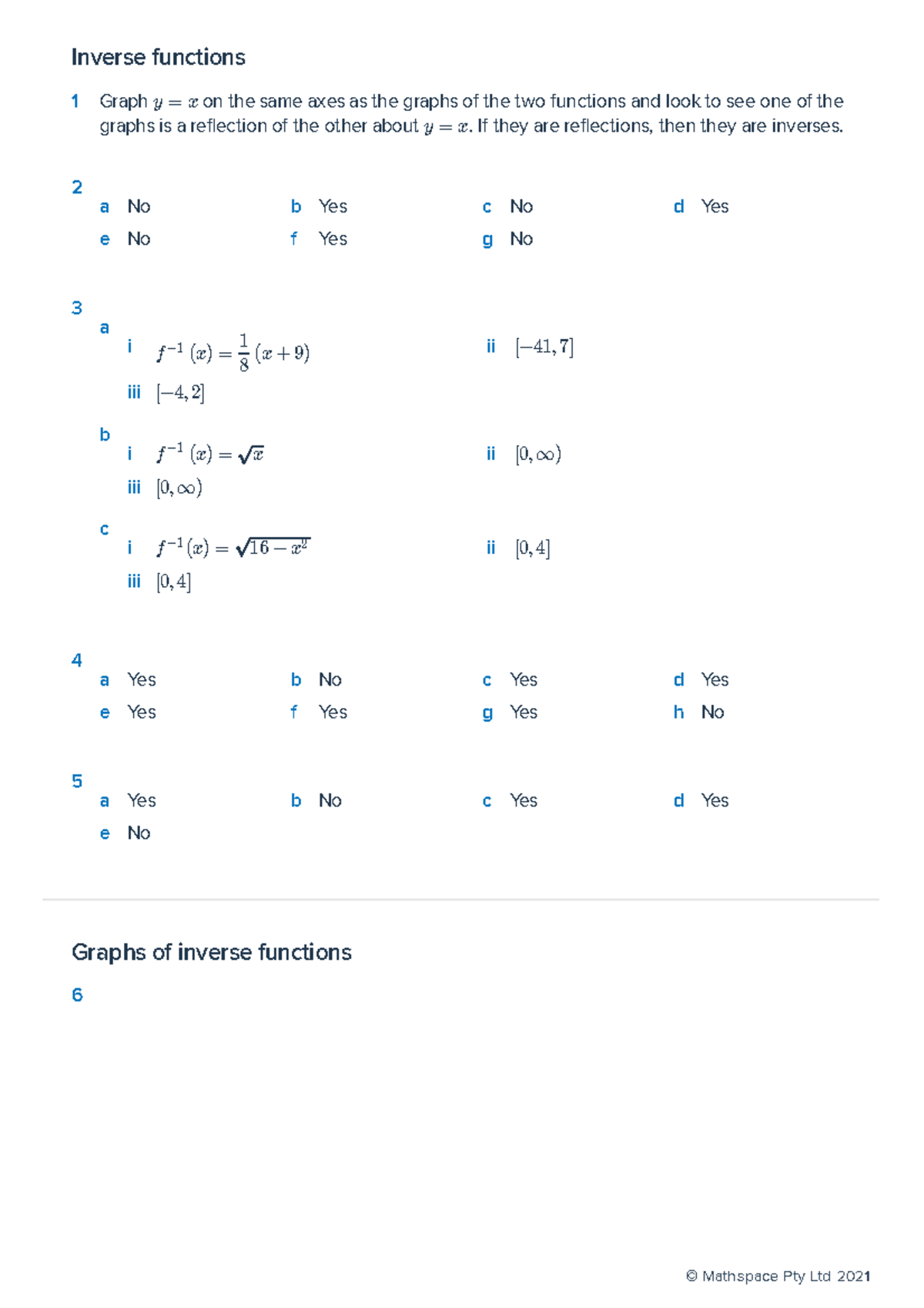 4 - Inverse Function Answer Key and Graph Analysis - Studeersnel