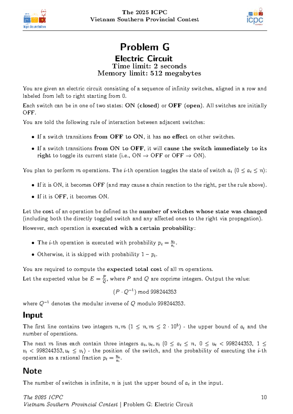 2025 ICPC VN Southern Contest Problem G: Electric Circuit Analysis ...