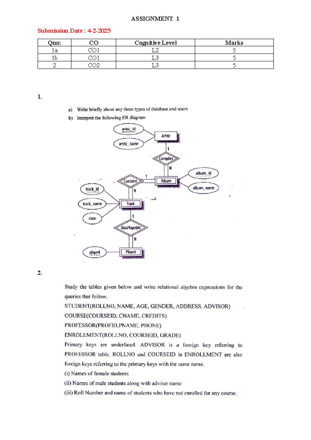 Assignment - Introduction To Rdbms And Sql - ASSIGNMENT 1 Submission ...