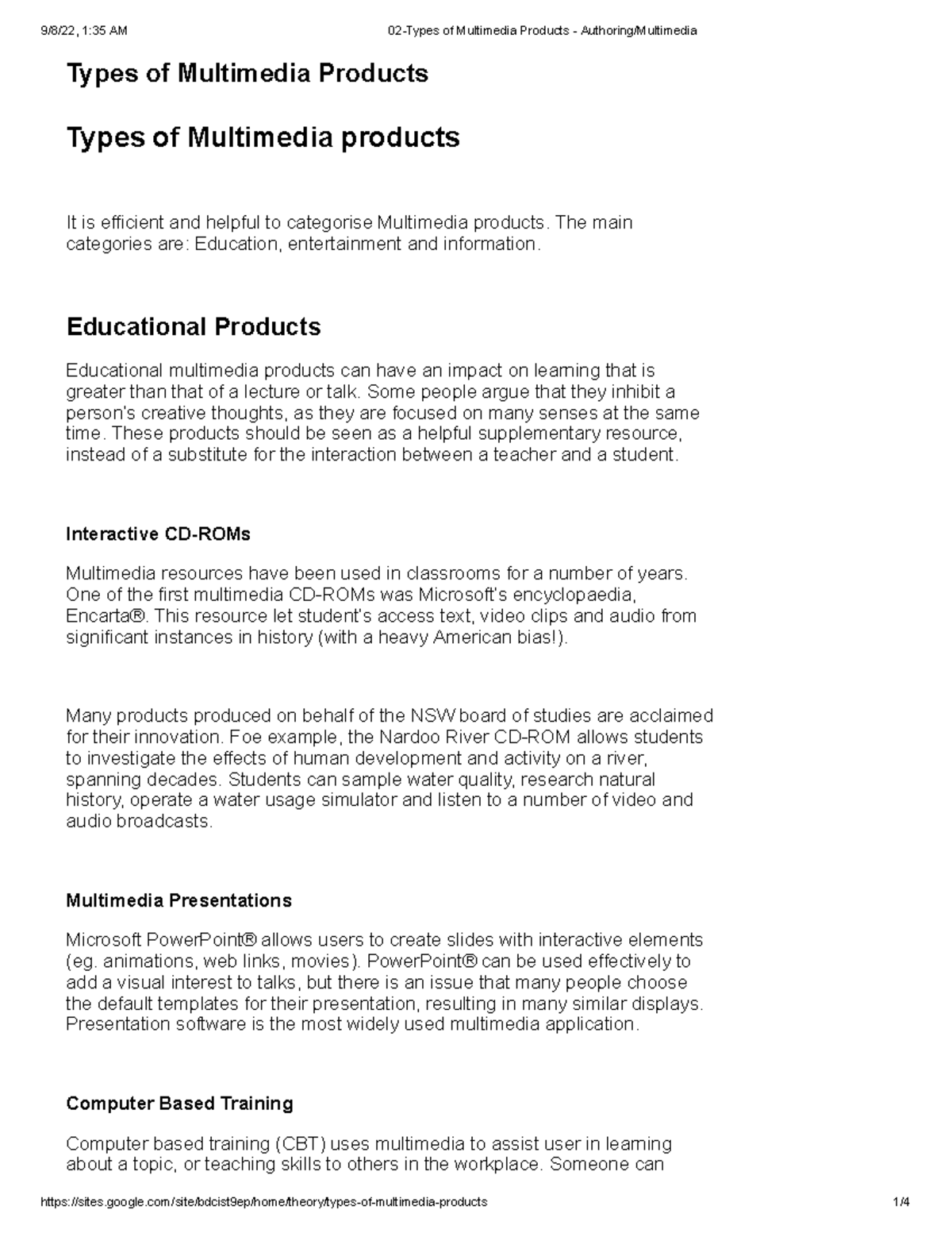 02-Types of Multimedia Products - Authoring Multimedia - Types of ...